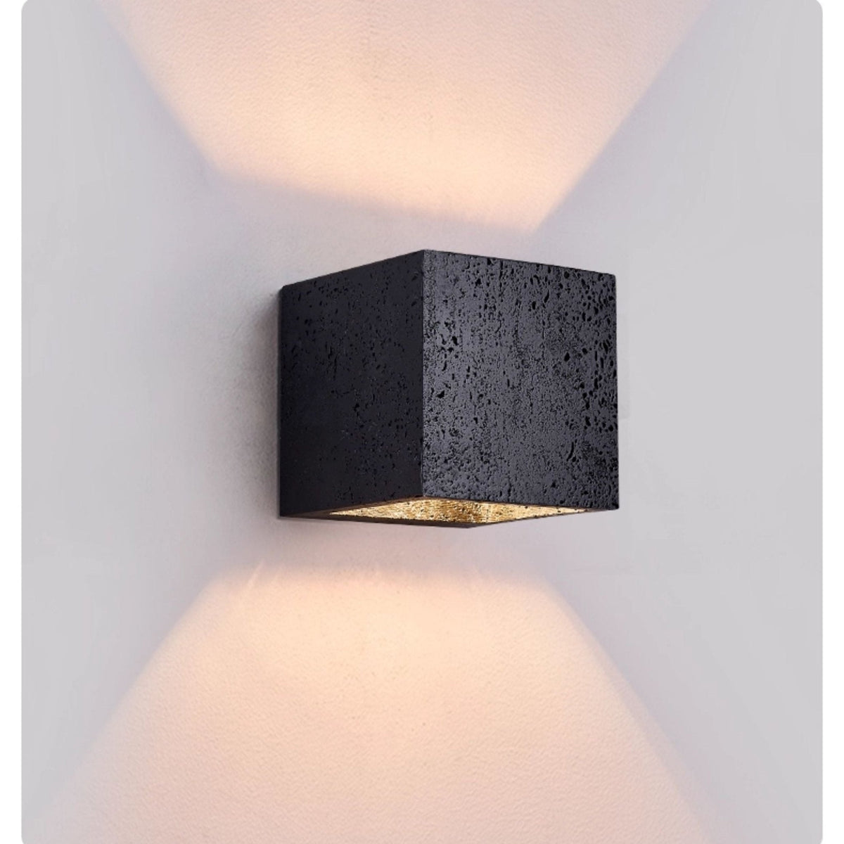 Valeise Cube Black Travertine Wall Lamp