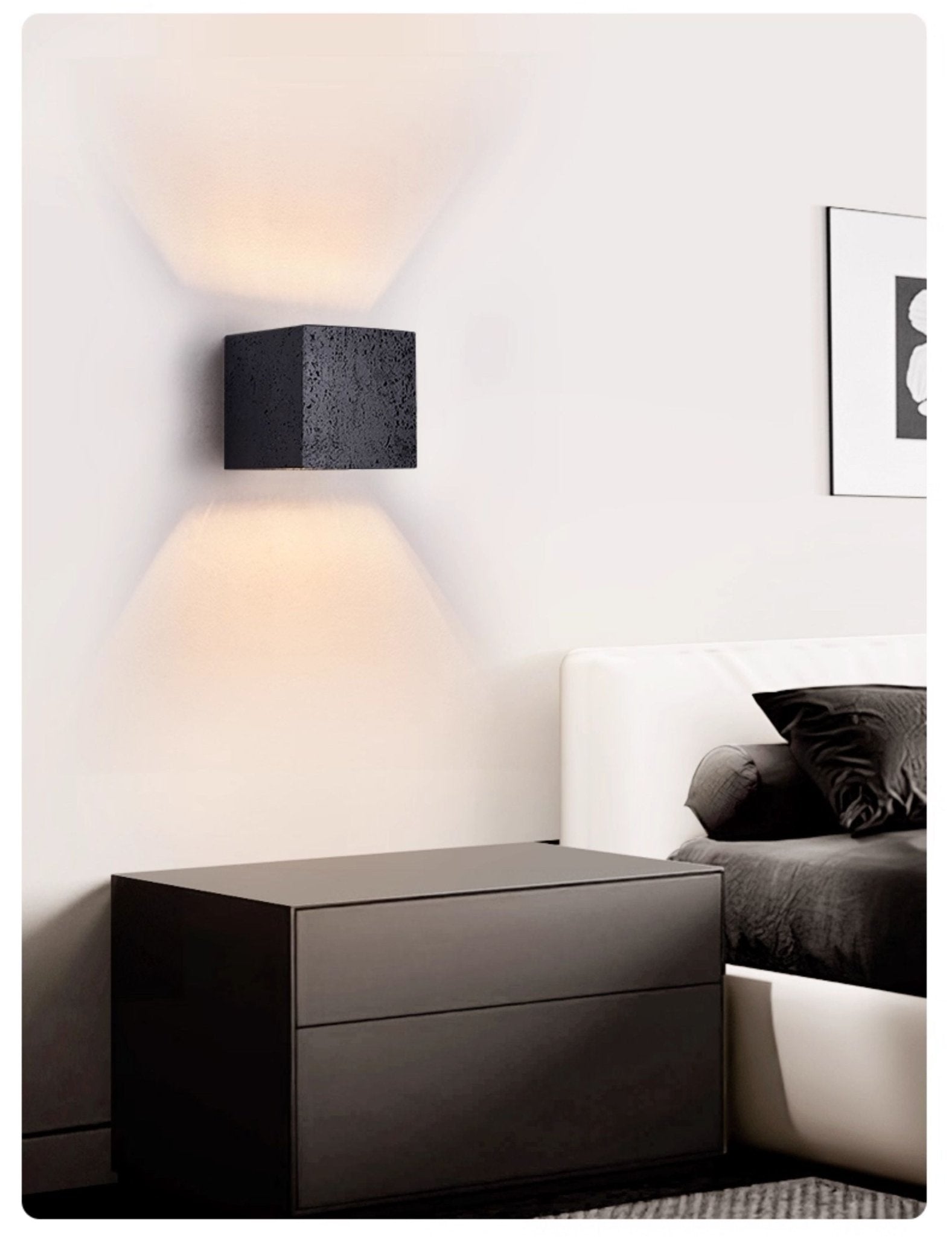 Valeise Cube Black Travertine Wall Lamp