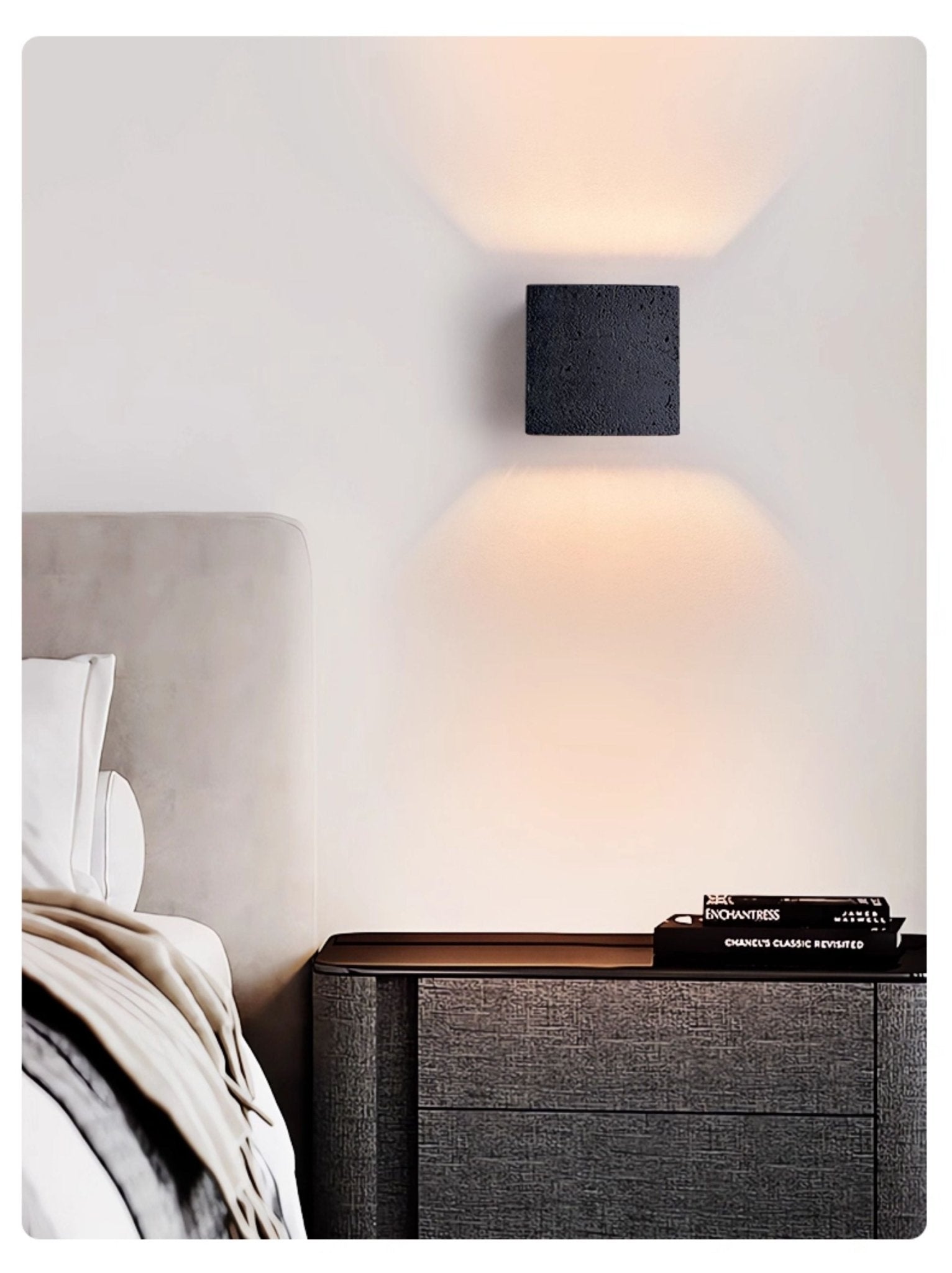 Valeise Cube Black Travertine Wall Lamp