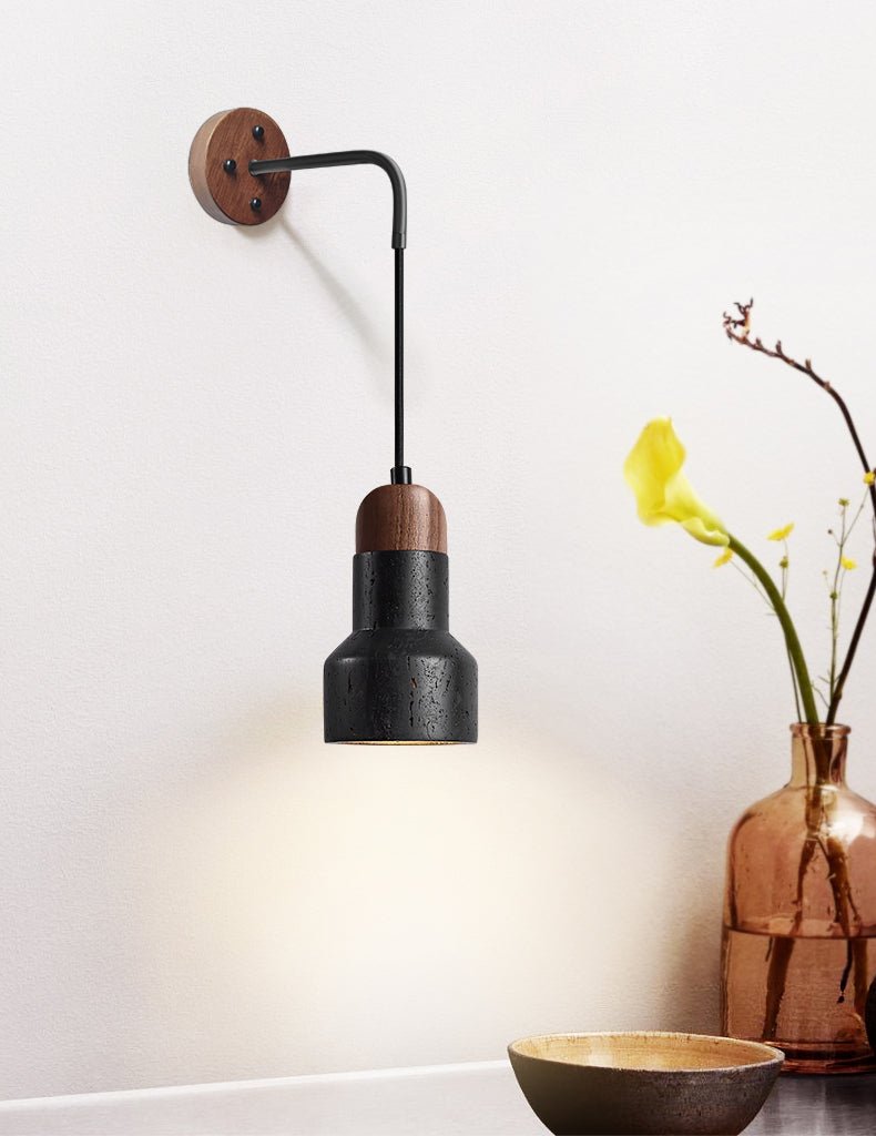 Alcarion Vintage Black Travertine Rope Wall Lamp