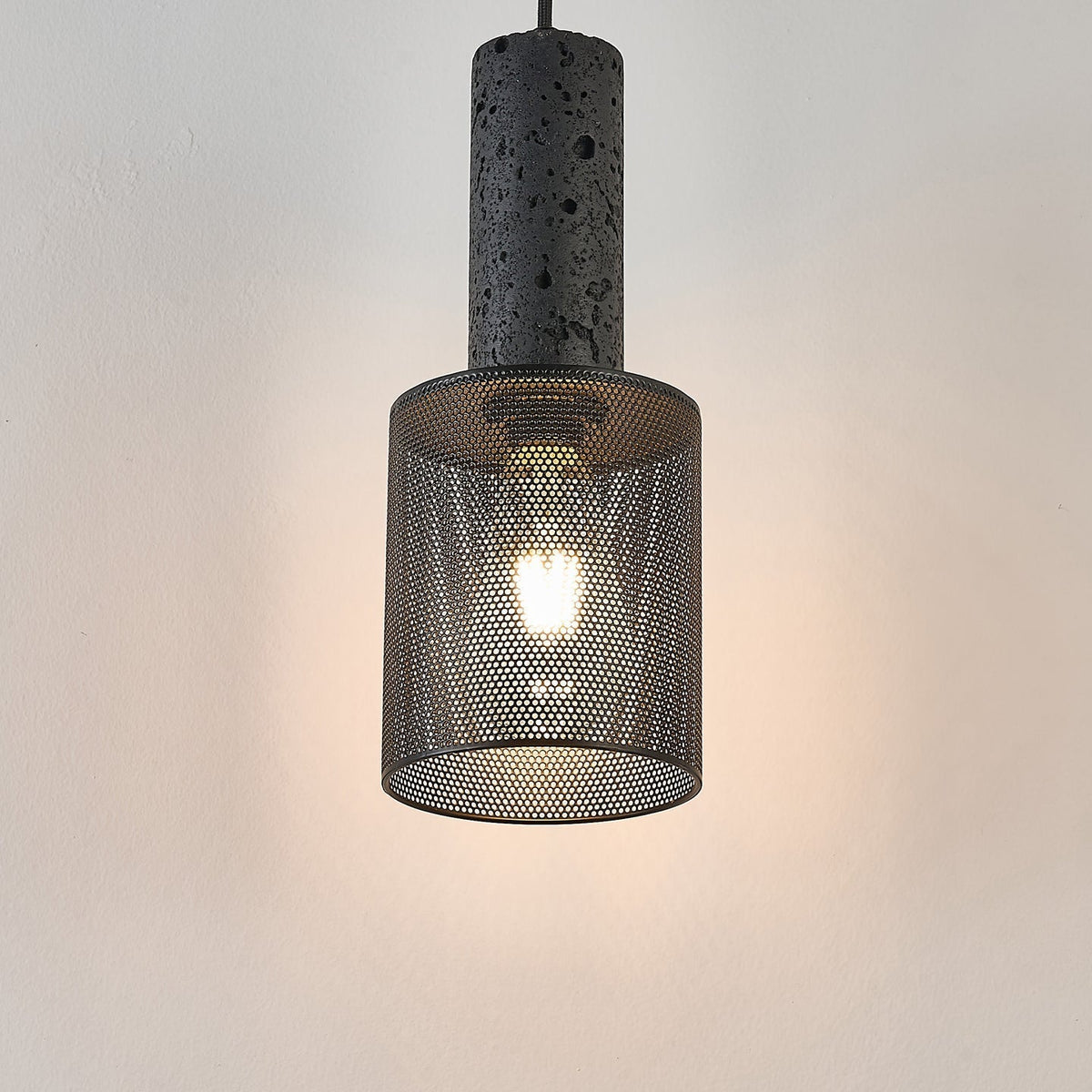 Mona Black Travertine Metal Mesh Pendant Lamp