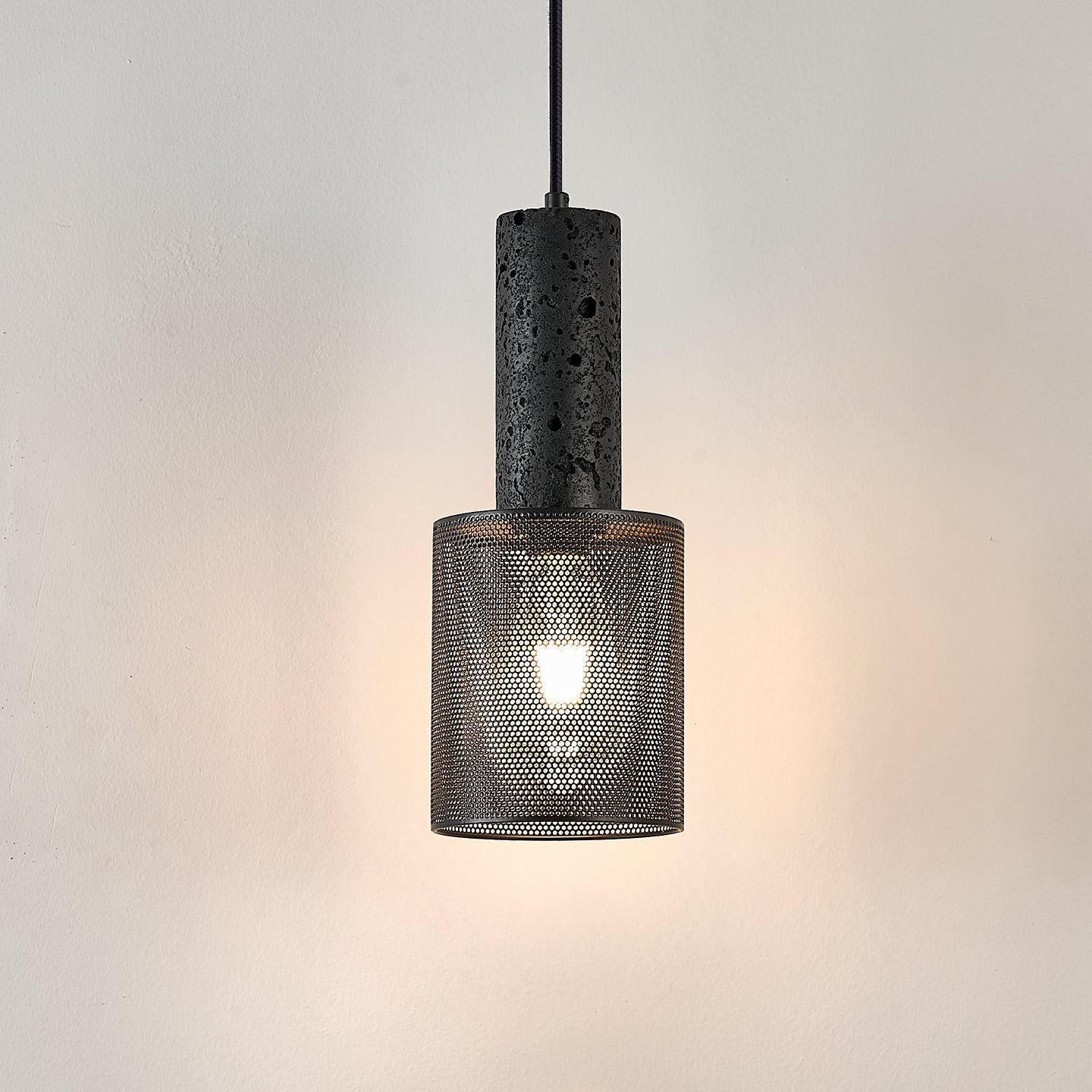Mona Black Travertine Metal Mesh Pendant Lamp