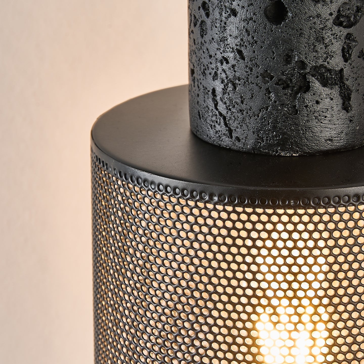 Mona Black Travertine Metal Mesh Pendant Lamp
