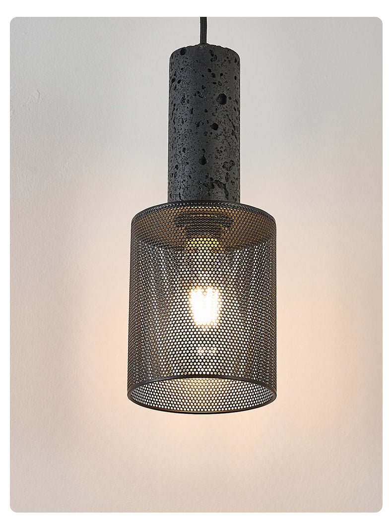 Mona Black Travertine Metal Mesh Pendant Lamp