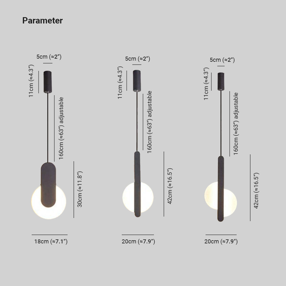 Arisha Modern Minimalist LED Hanging Pendant Lights Black White Bedroom - Neutral Decor