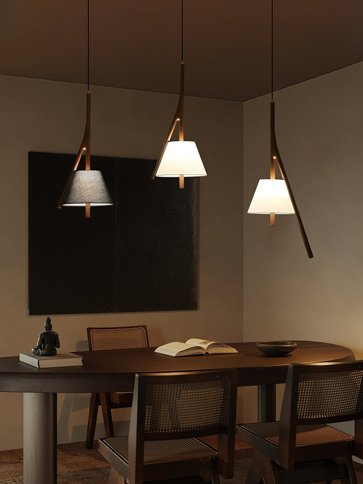 Zovenarae Triangular Wood Pendant Light