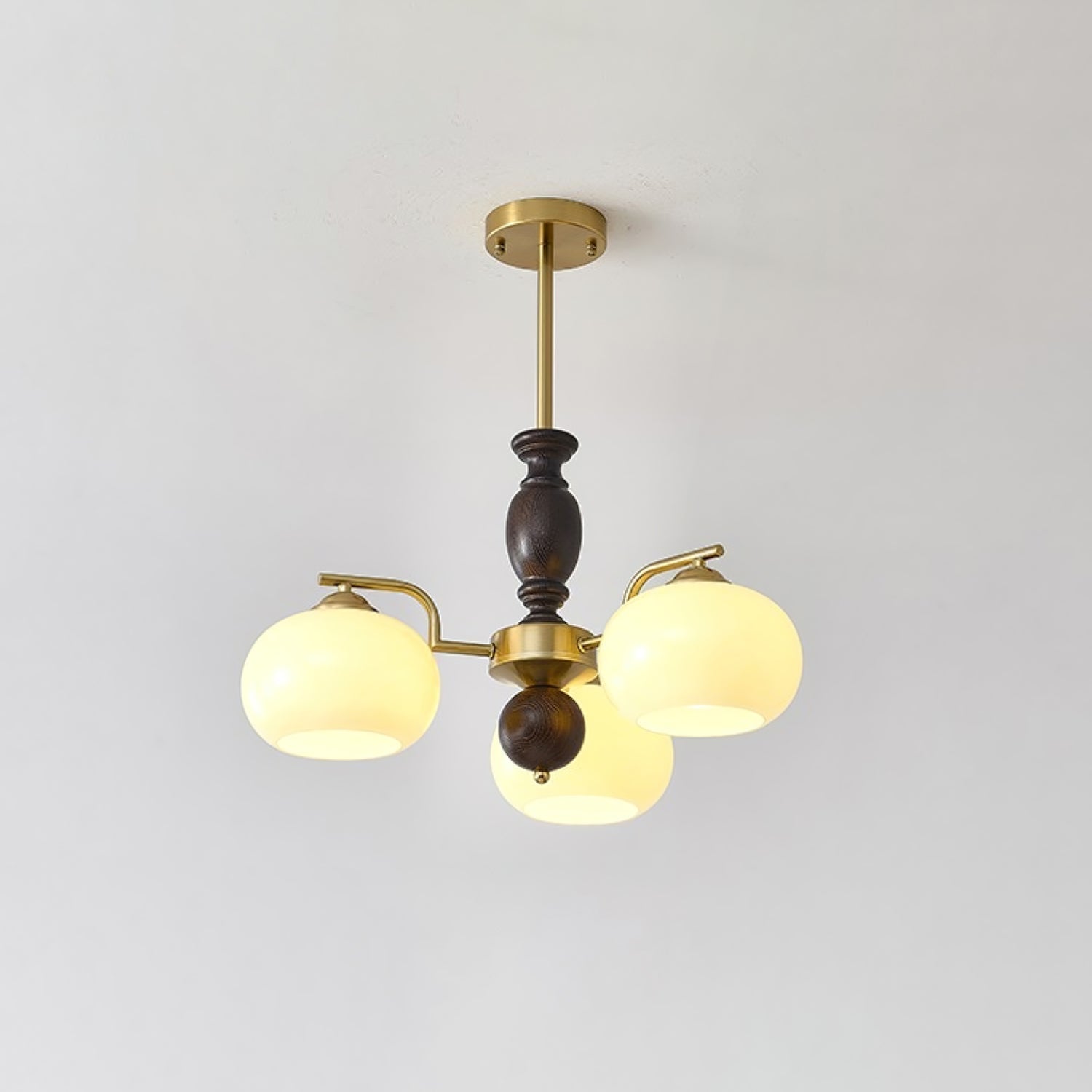 Elverora Chandelier Walnut Beige Orb