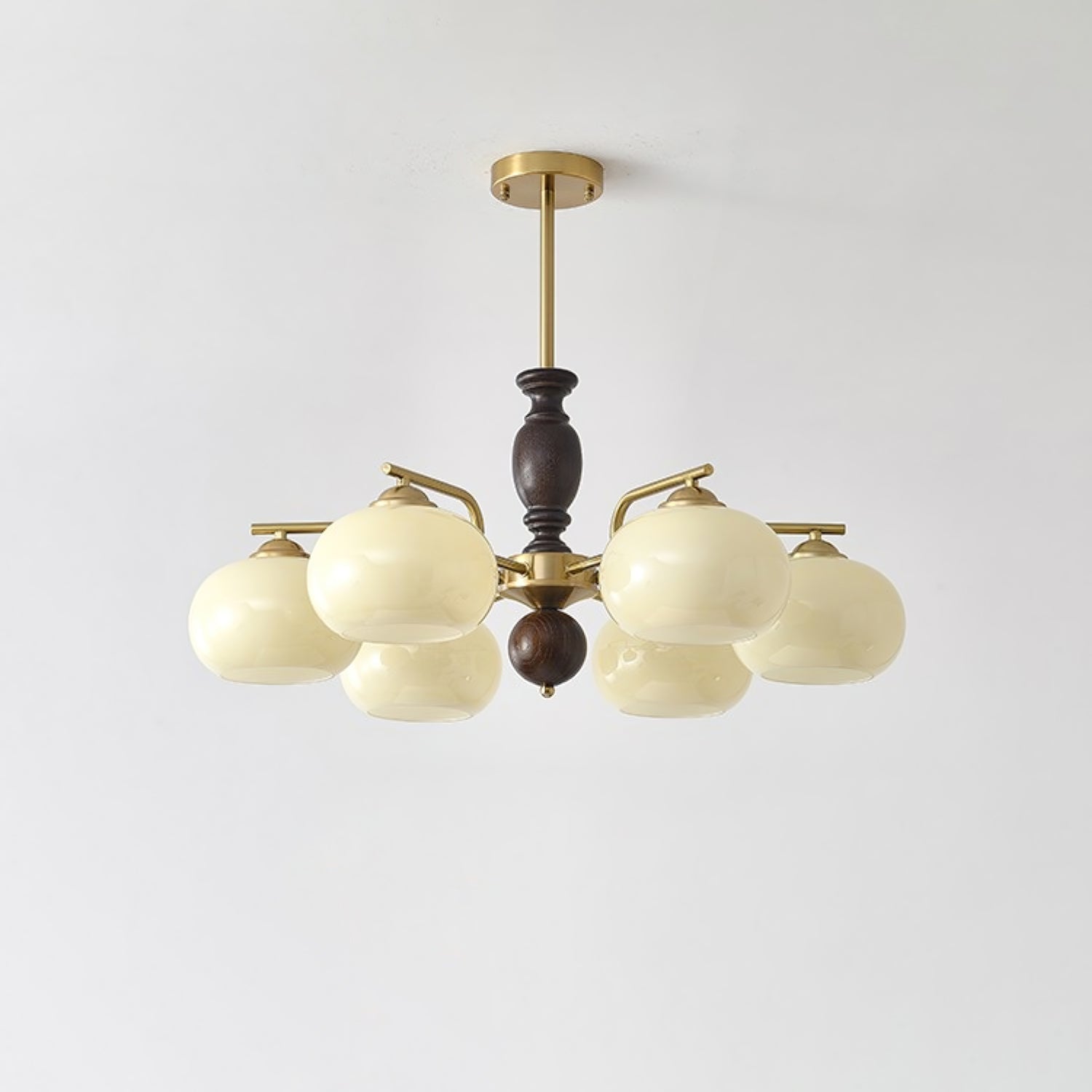 Elverora Chandelier Walnut Beige Orb