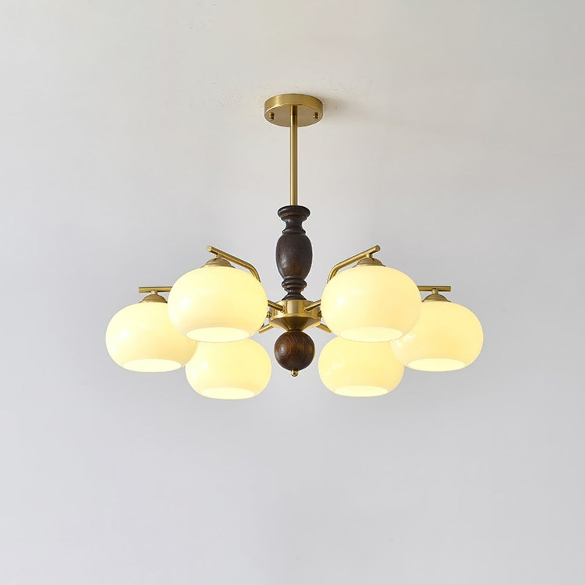 Elverora Chandelier Walnut Beige Orb