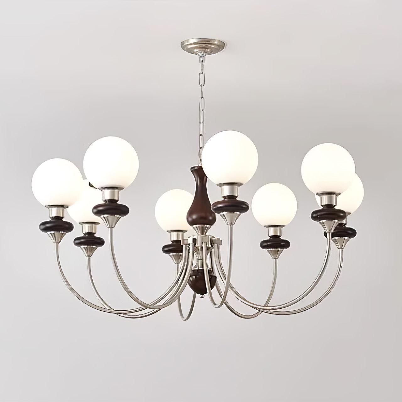 Rinoelle Chandelier Retro Brass Walnut Glass