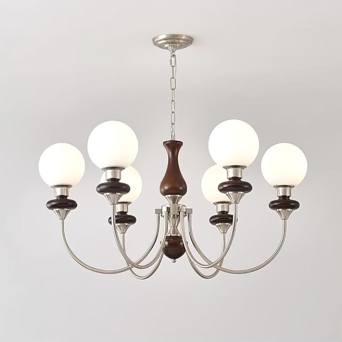 Rinoelle Chandelier Retro Brass Walnut Glass
