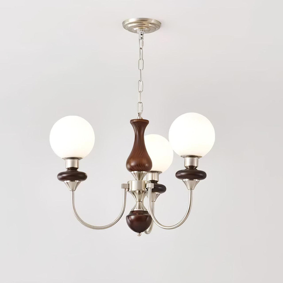 Rinoelle Chandelier Retro Brass Walnut Glass