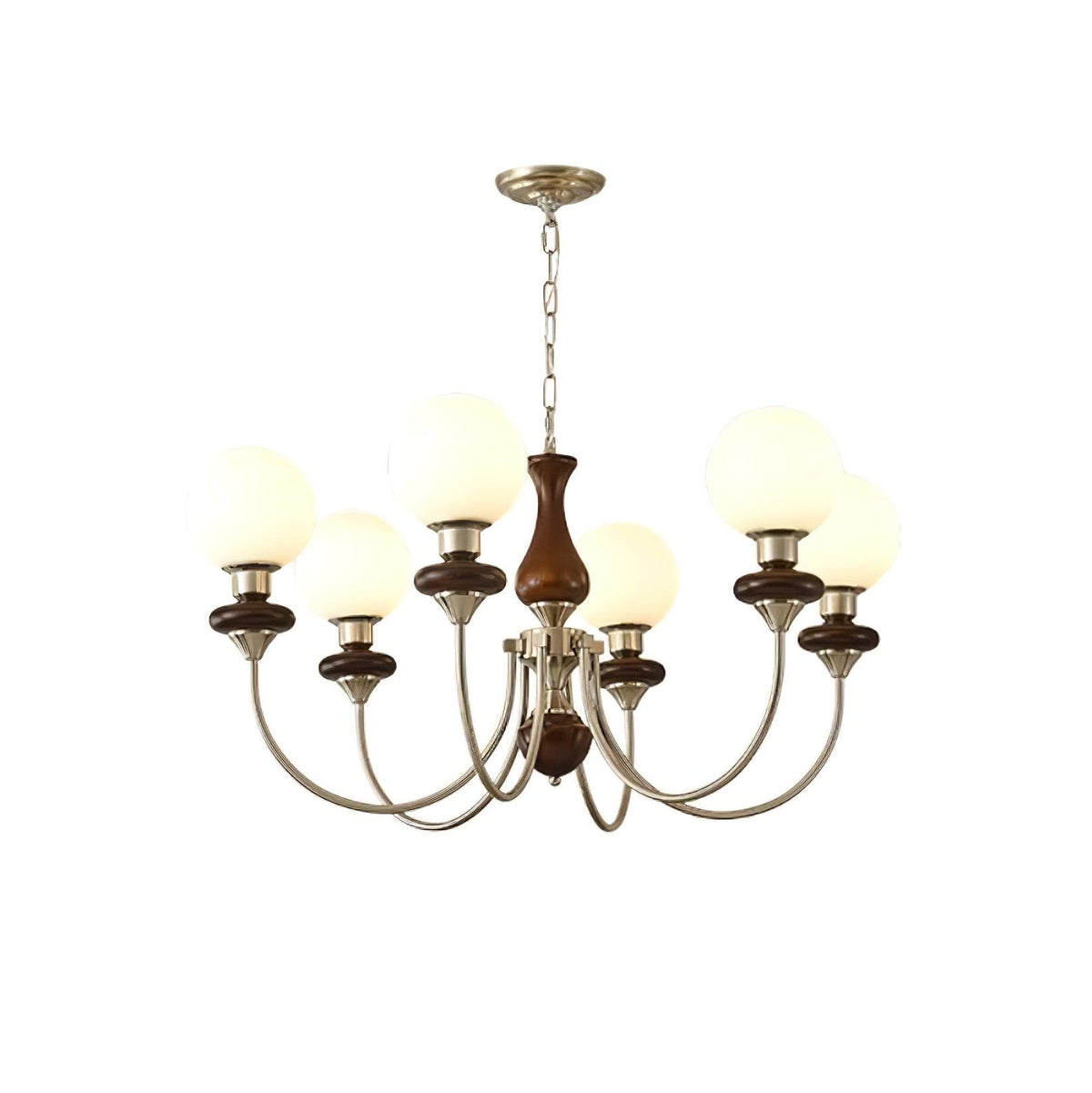 Rinoelle Chandelier Retro Brass Walnut Glass