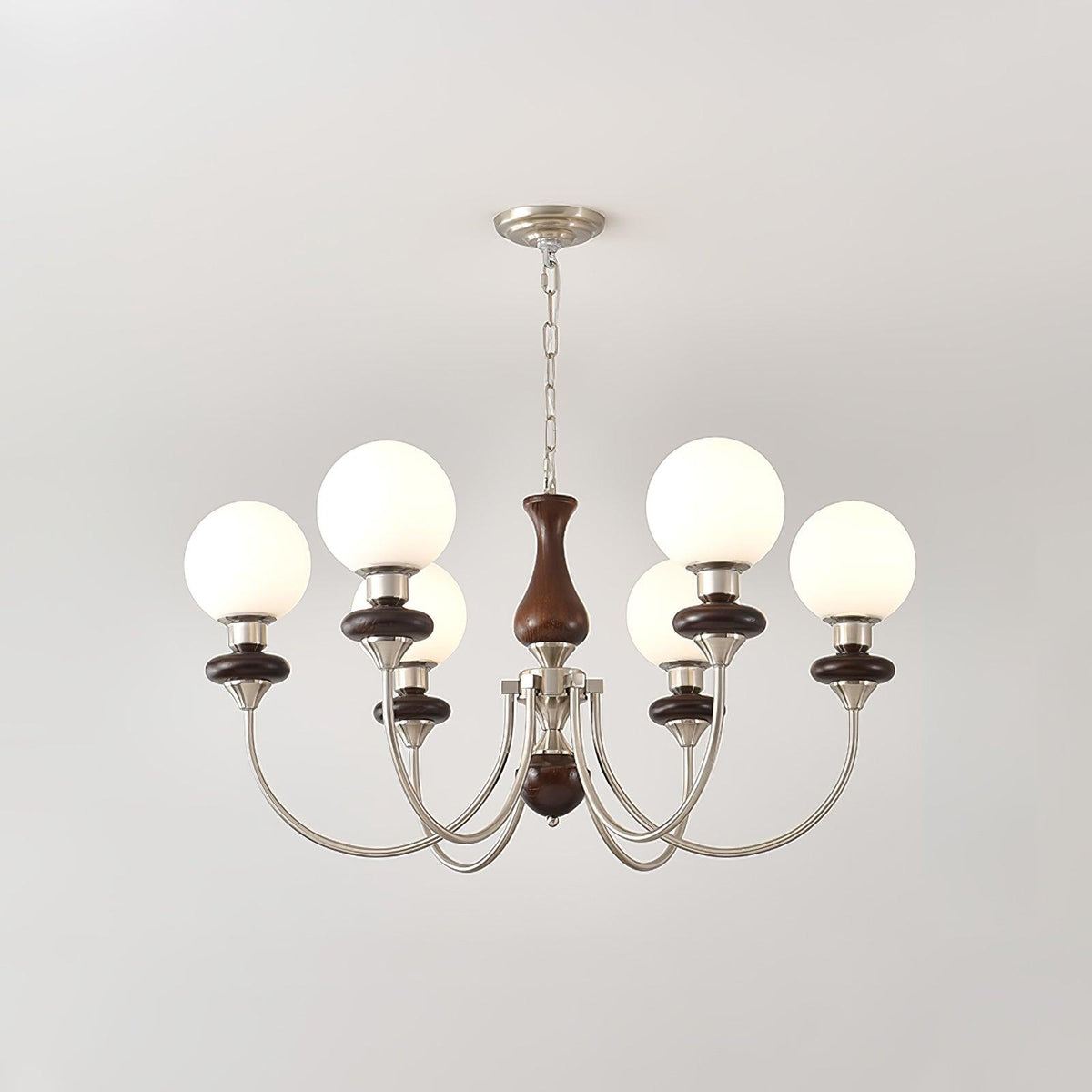 Rinoelle Chandelier Retro Brass Walnut Glass