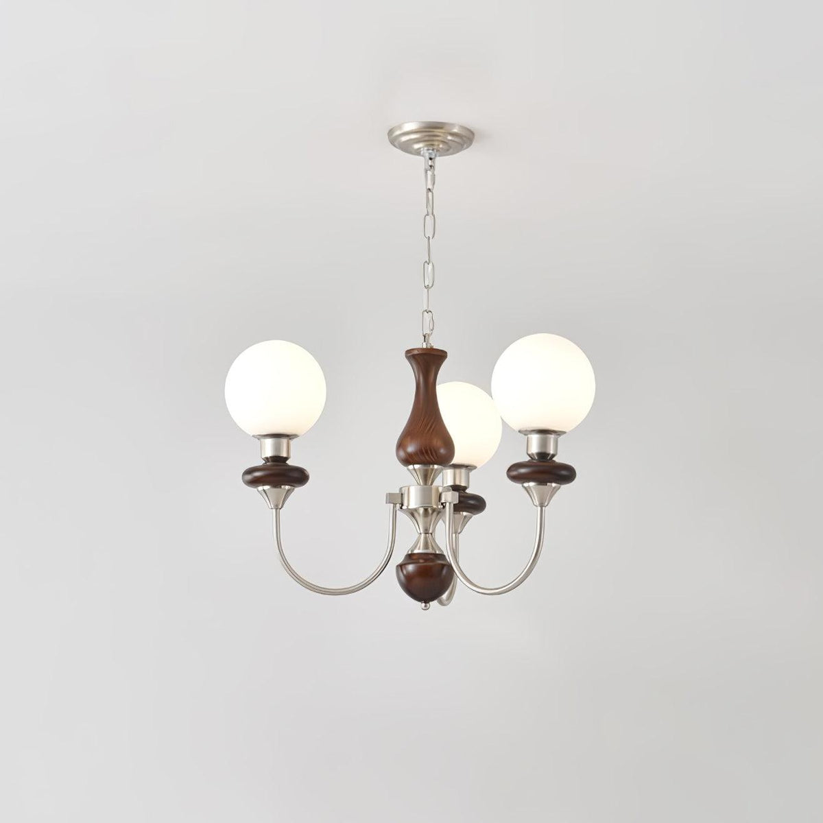 Rinoelle Chandelier Retro Brass Walnut Glass