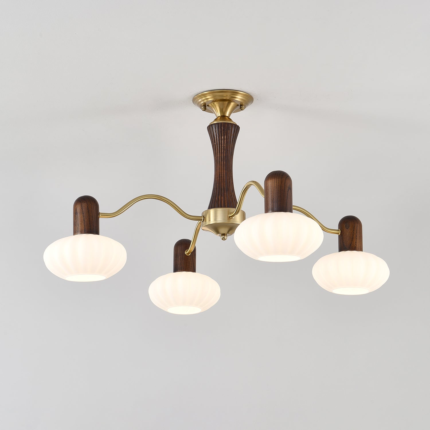 Rinuora Chandelier Walnut Embrace White Finish