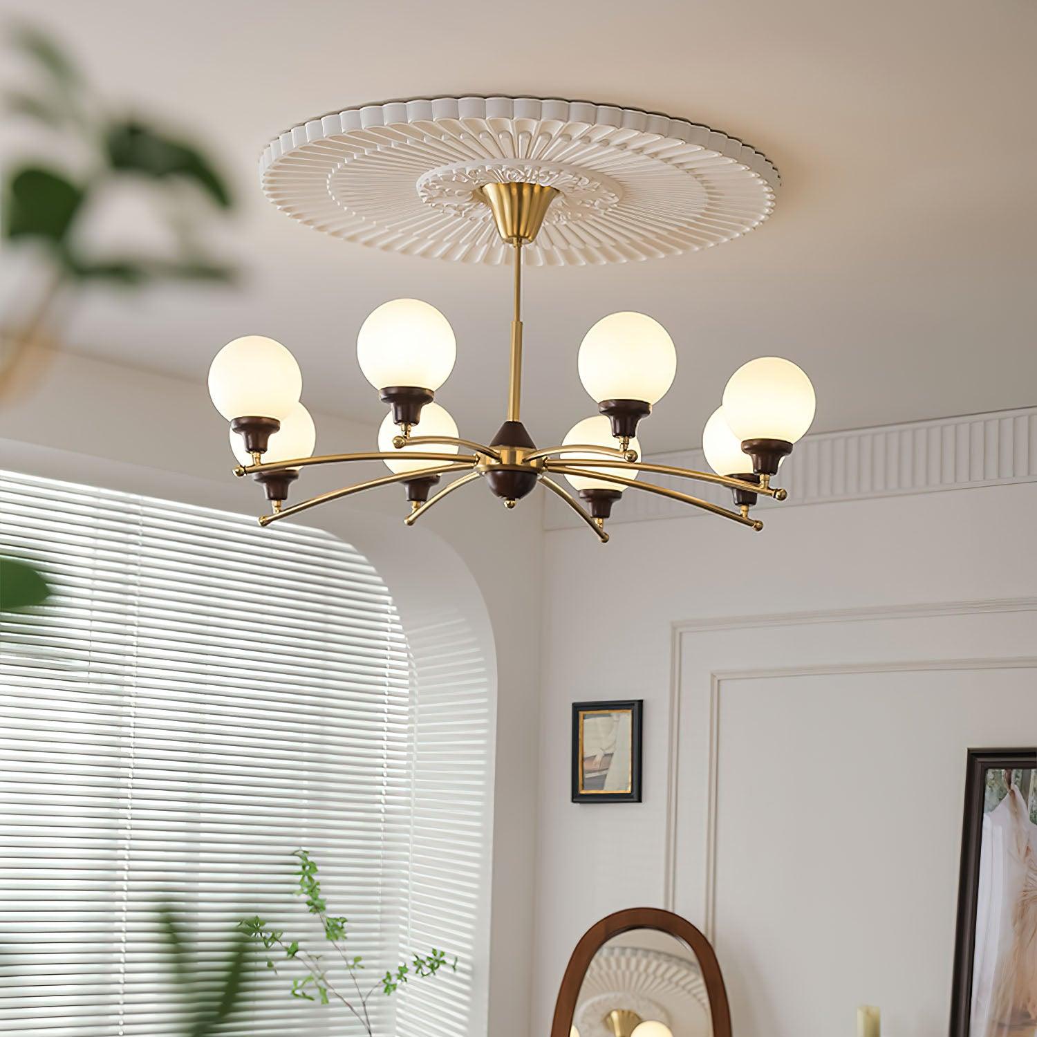 Elvanella Chandelier Walnut Glass Balls