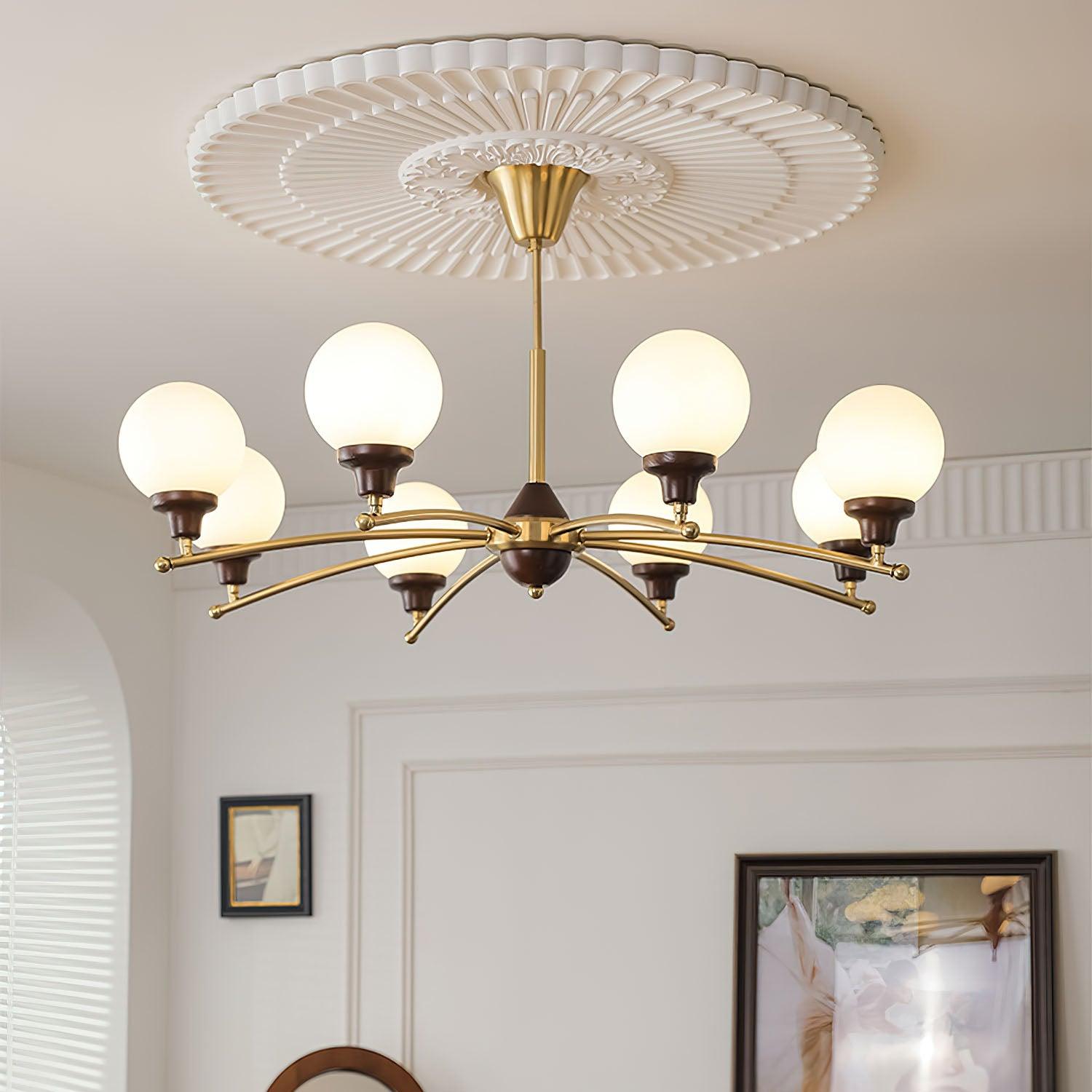 Elvanella Chandelier Walnut Glass Balls