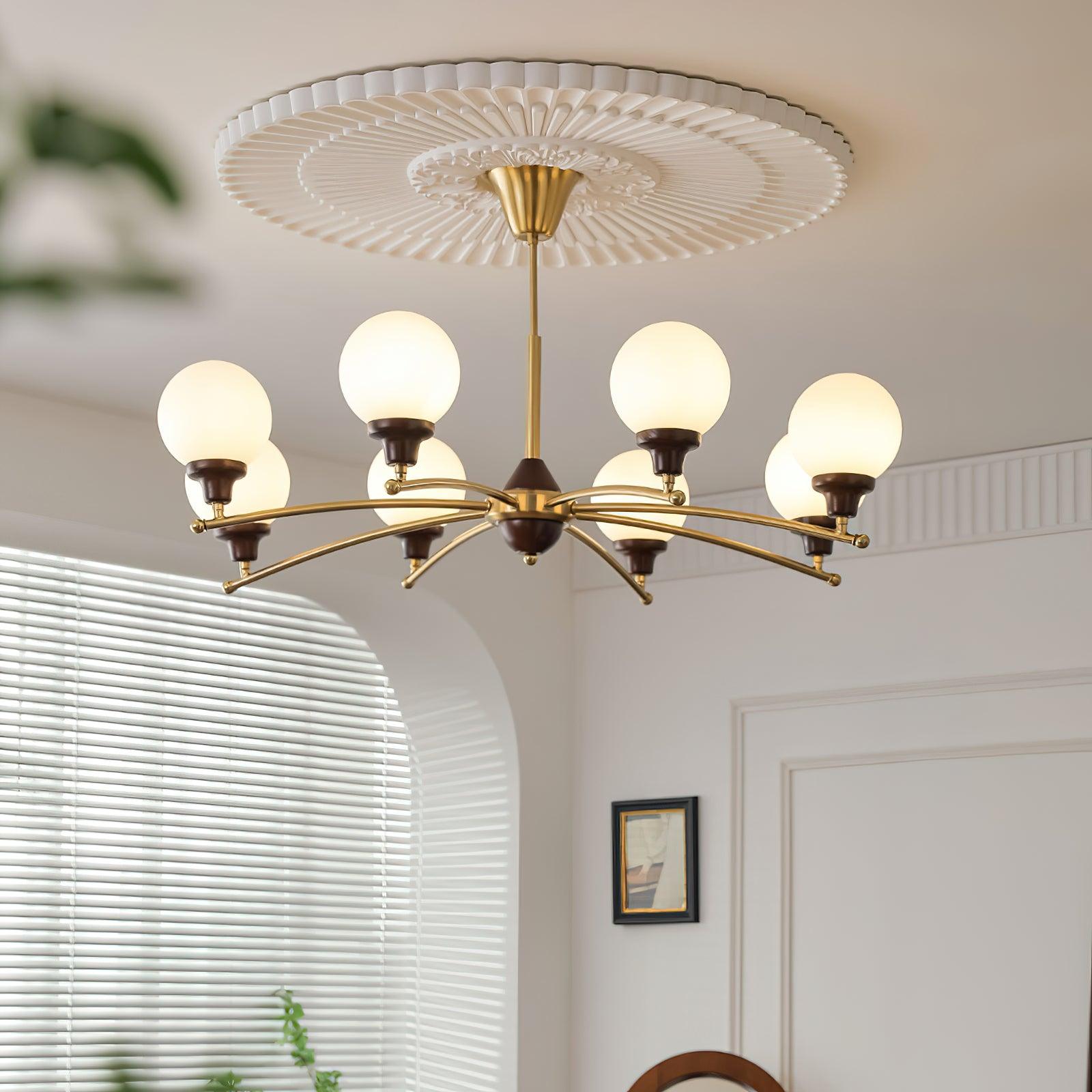 Elvanella Chandelier Walnut Glass Balls