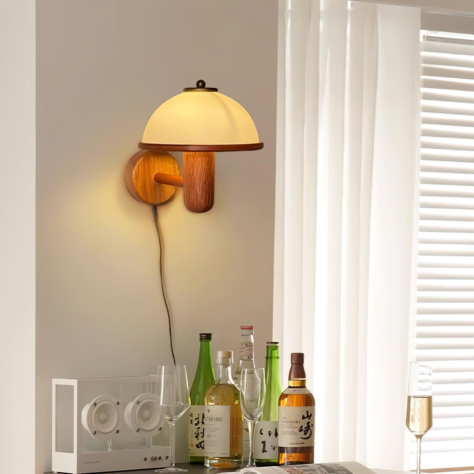 Rinerise Wall Lamp Mushroom Wood Oak