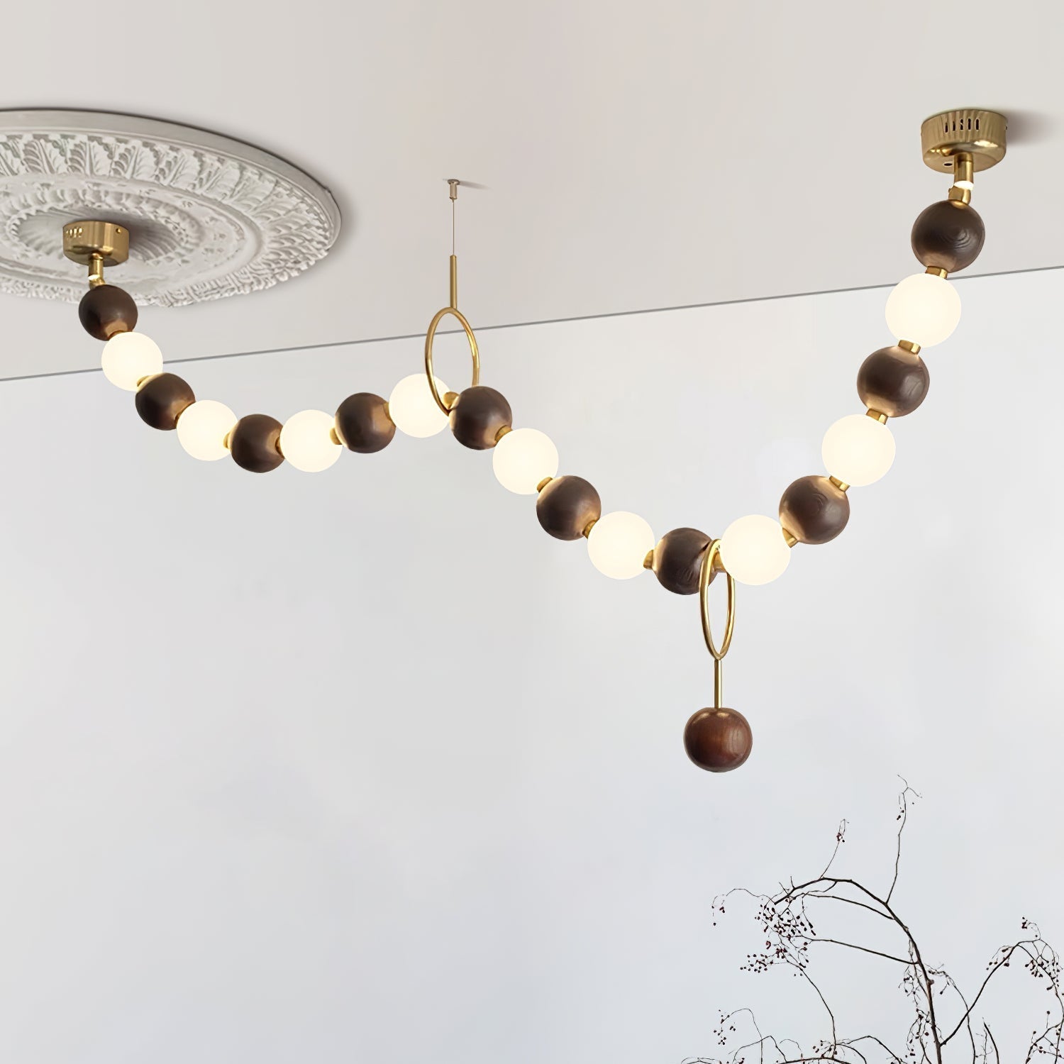 Aldisira Chandelier Walnut Bead Necklace