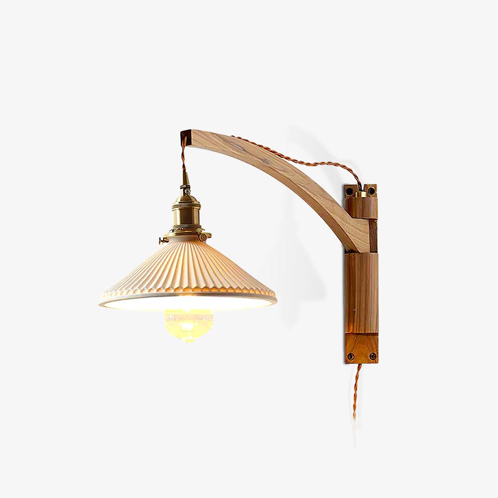 Esviel Nordic Art Swing Arm Walnut Ceramic Wall Light