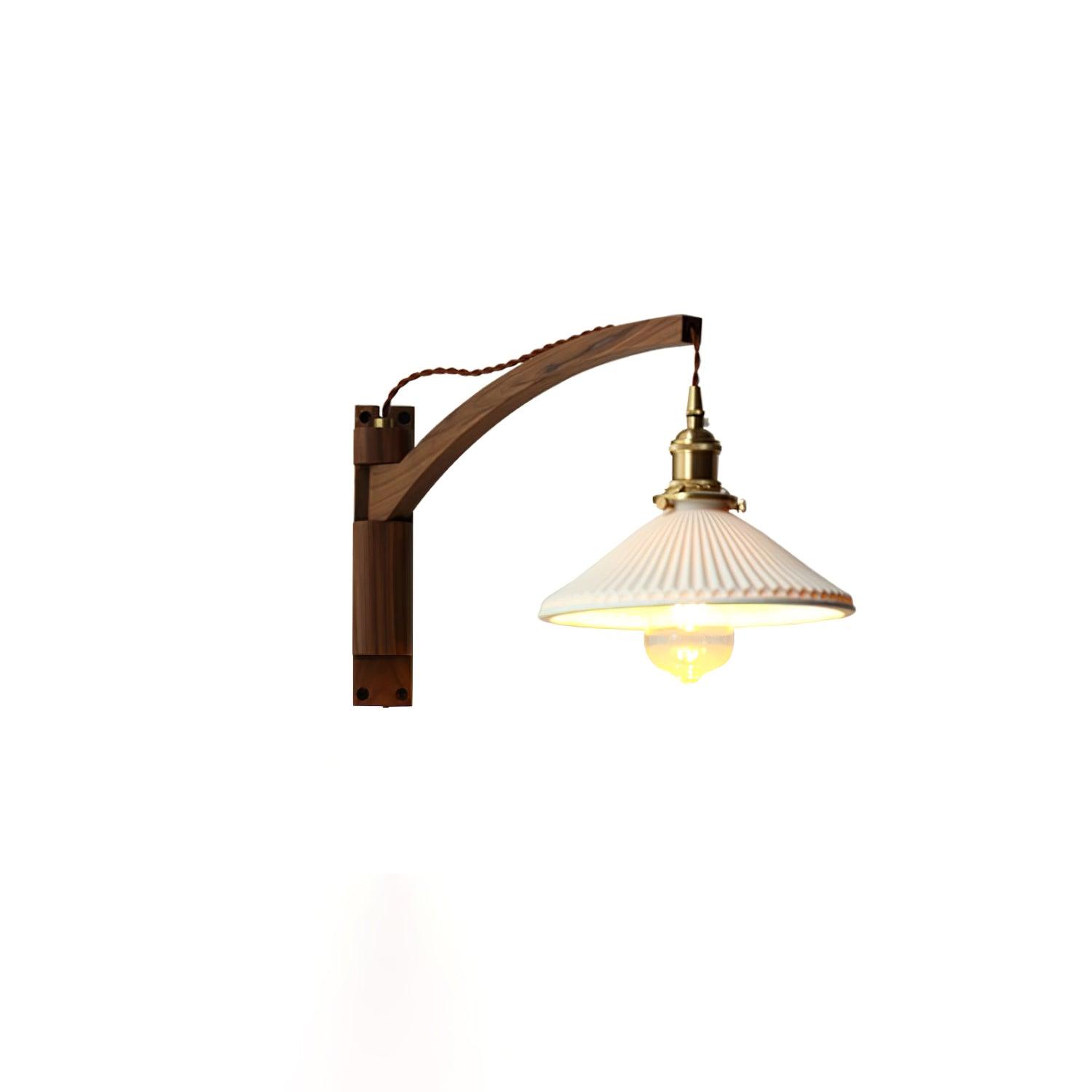 Evin Nordic Art Swing Arm Walnut Ceramic Wall Lamp