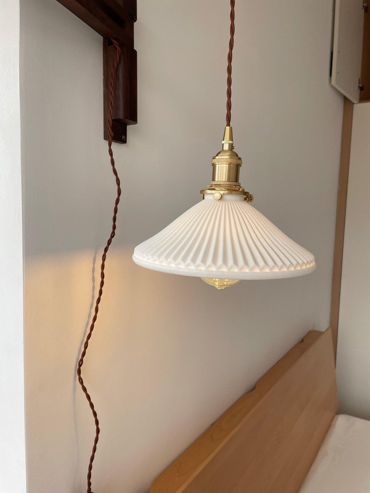 Sathen Nordic Art Telescopic Walnut Ceramic Wooden Wall Lamp