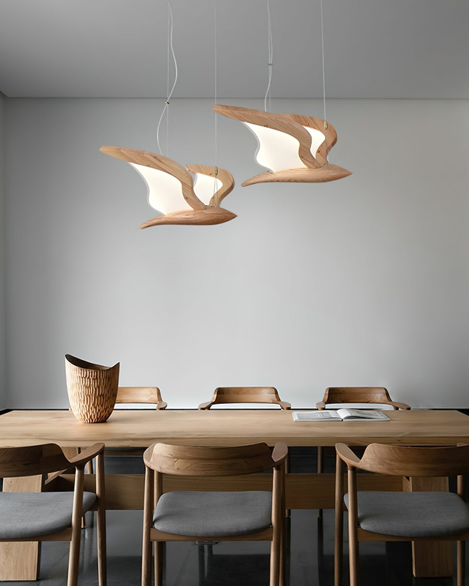 Aldiira Chandelier Bird Form Wood Sculptural