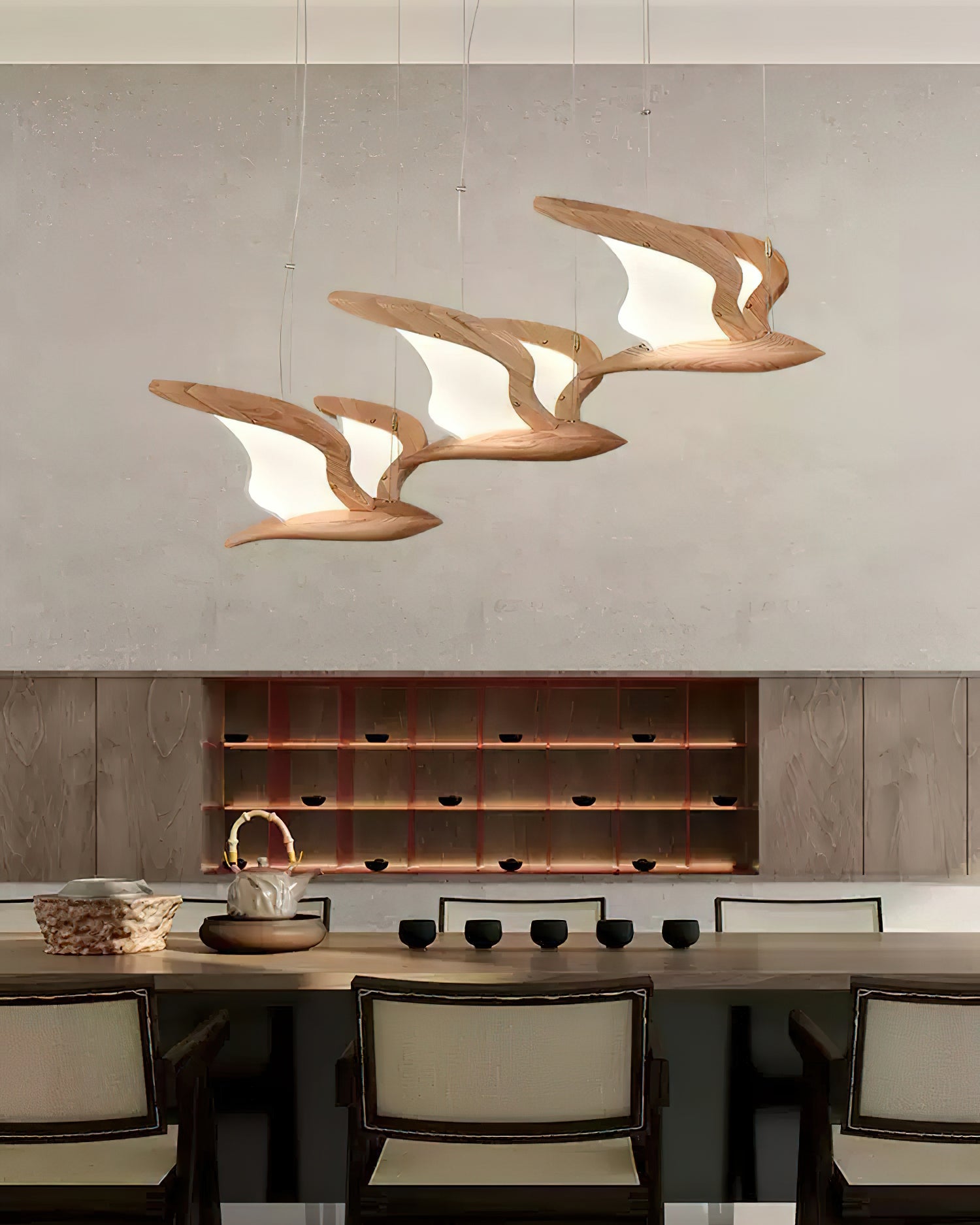 Aldiira Chandelier Bird Form Wood Sculptural