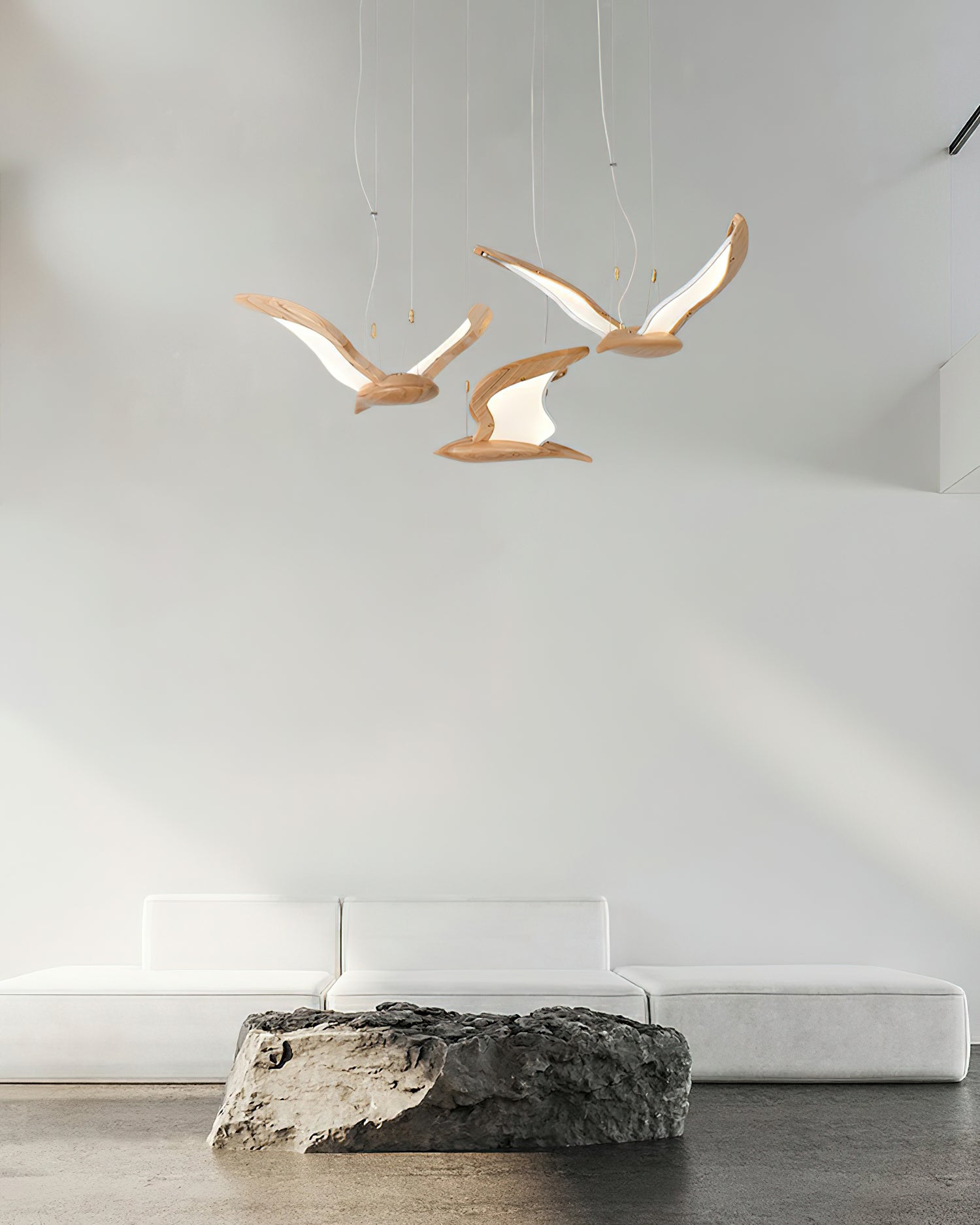 Aldiira Chandelier Bird Form Wood Sculptural