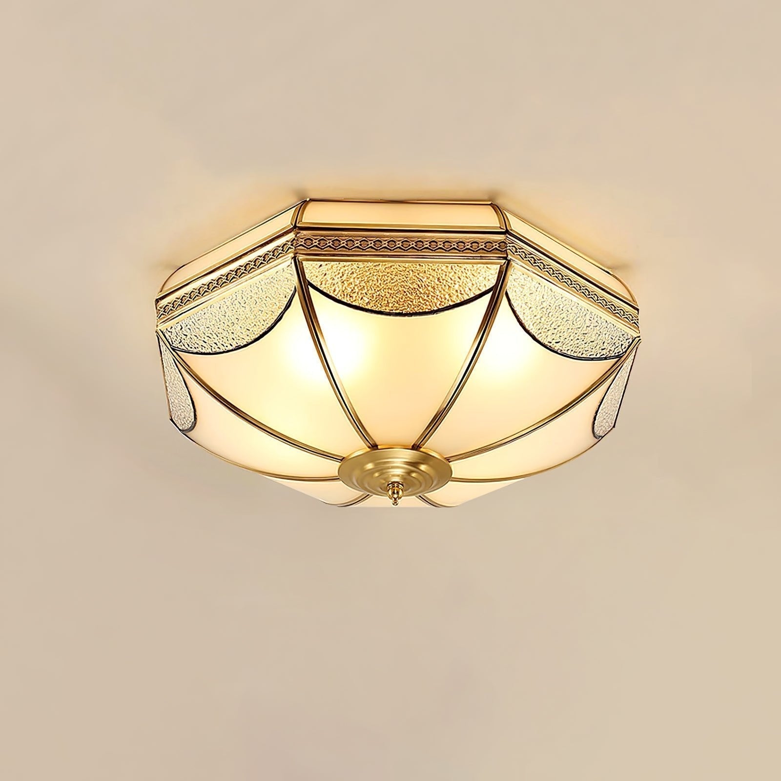 Ellaeara Warehouse Dome Shape Brass Glass Ceiling Lamp