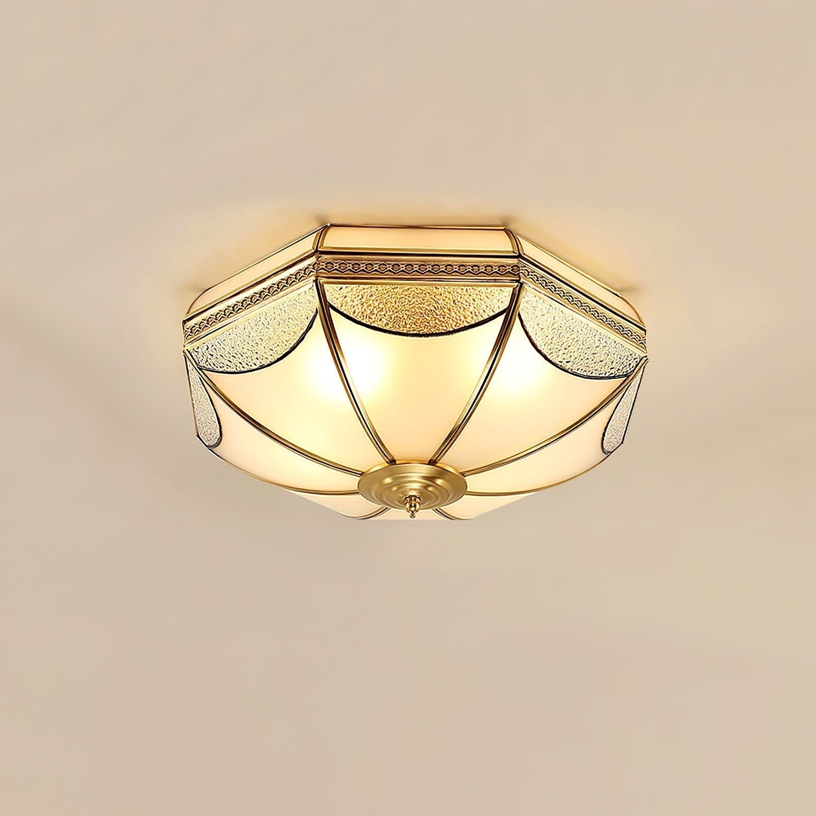Ellaeara Warehouse Dome Shape Brass Glass Ceiling Lamp