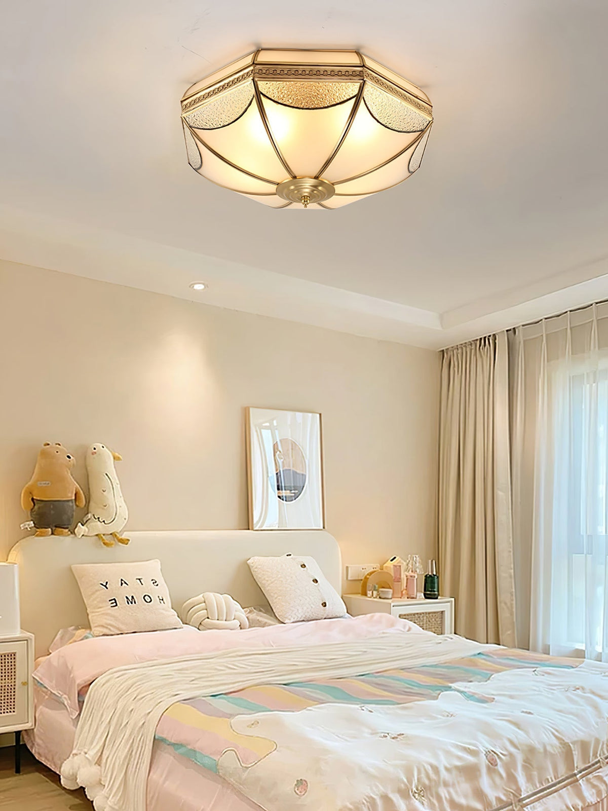 Ellaeara Warehouse Dome Shape Brass Glass Ceiling Lamp