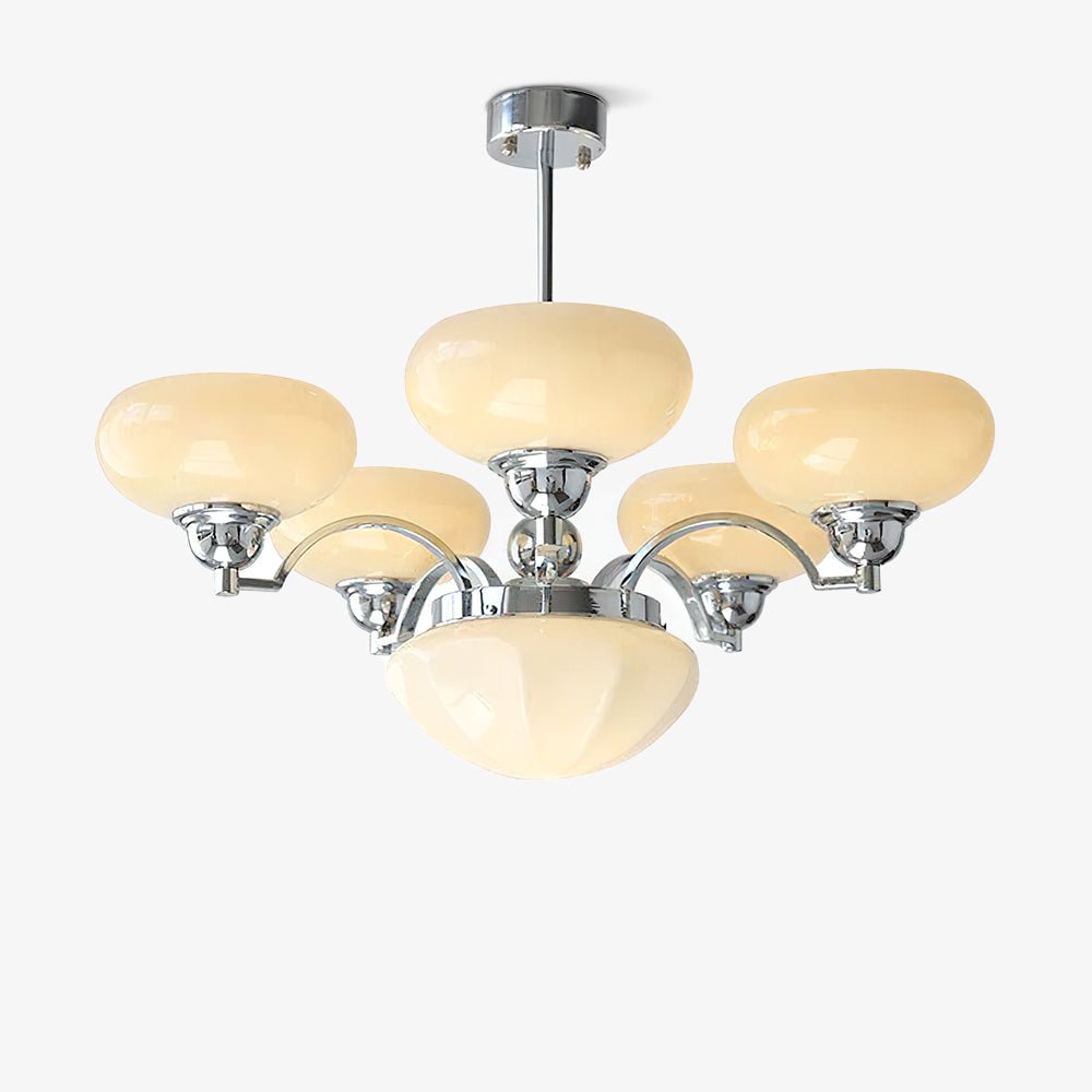 Veliniel Chandelier Warre Satin Nickel Glass Iron