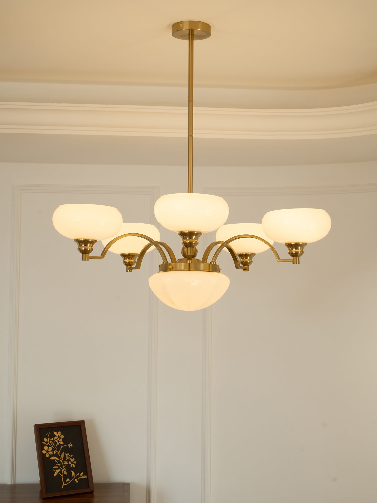 Veliniel Chandelier Warre Satin Nickel Glass Iron
