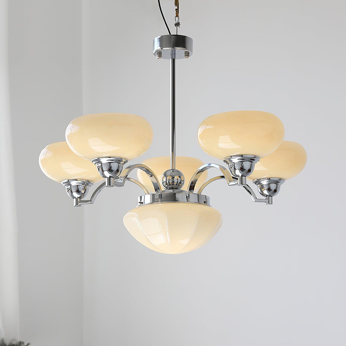 Veliniel Chandelier Warre Satin Nickel Glass Iron