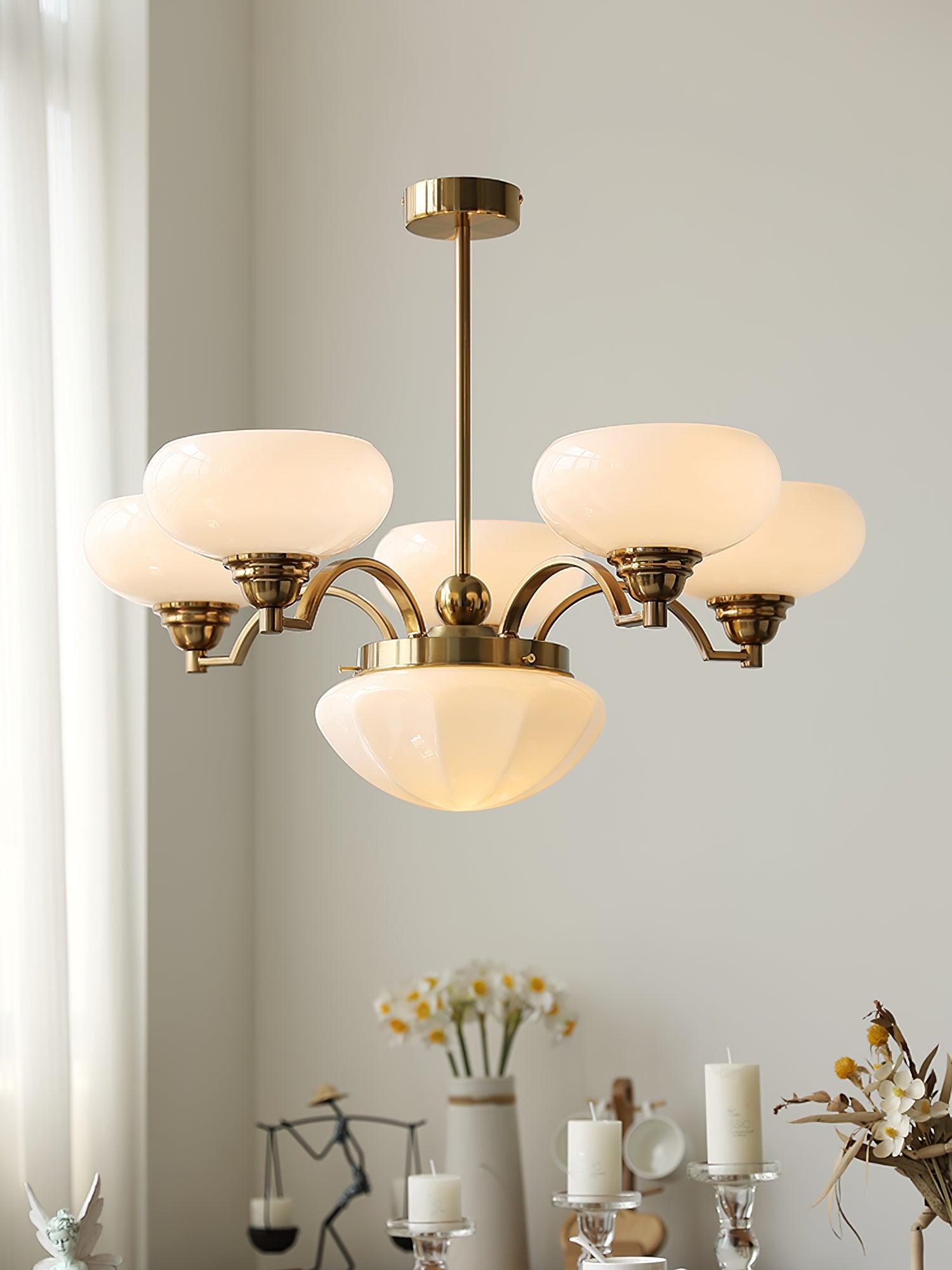 Veliniel Chandelier Warre Satin Nickel Glass Iron