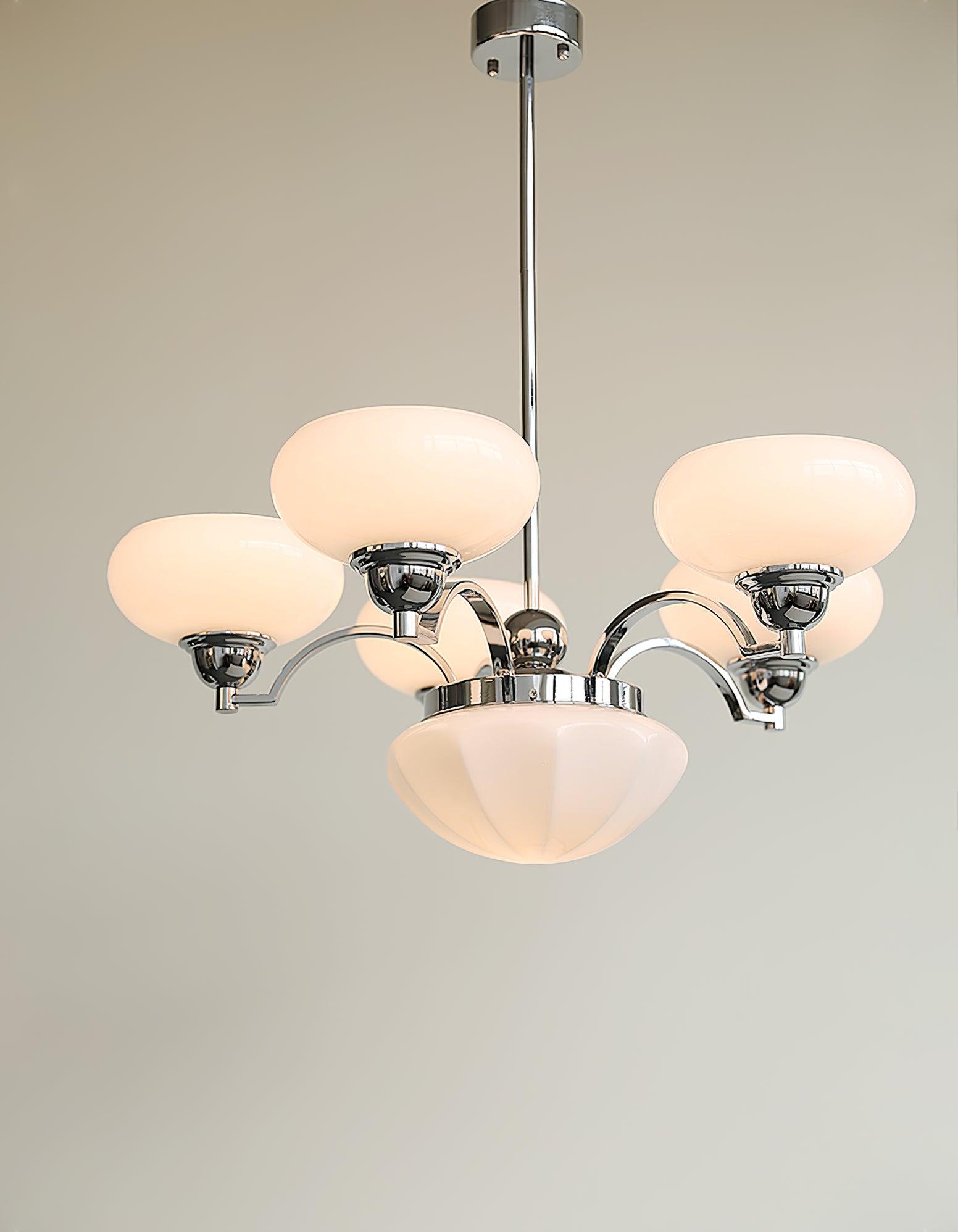 Veliniel Chandelier Warre Satin Nickel Glass Iron