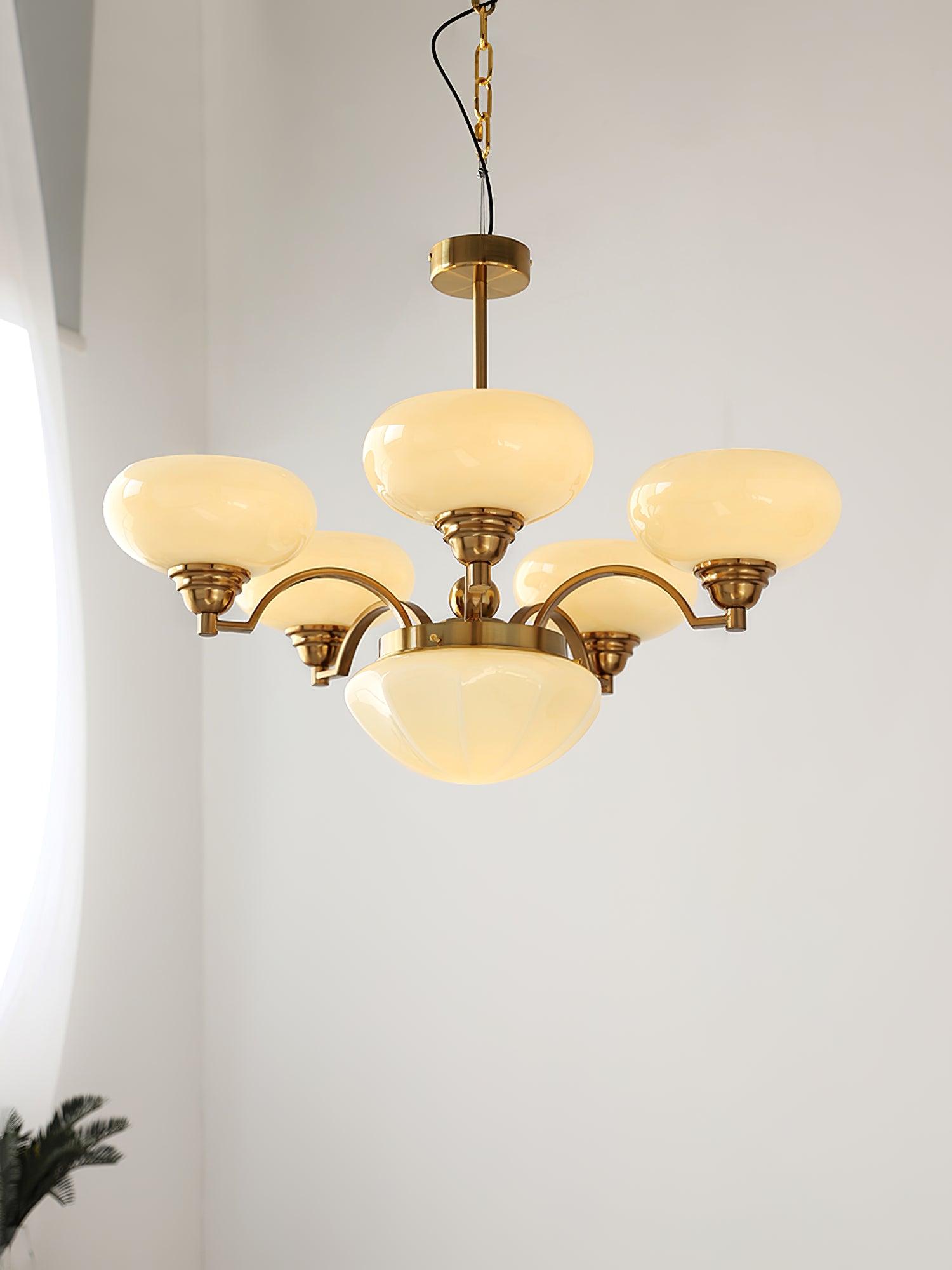 Veliniel Chandelier Warre Satin Nickel Glass Iron