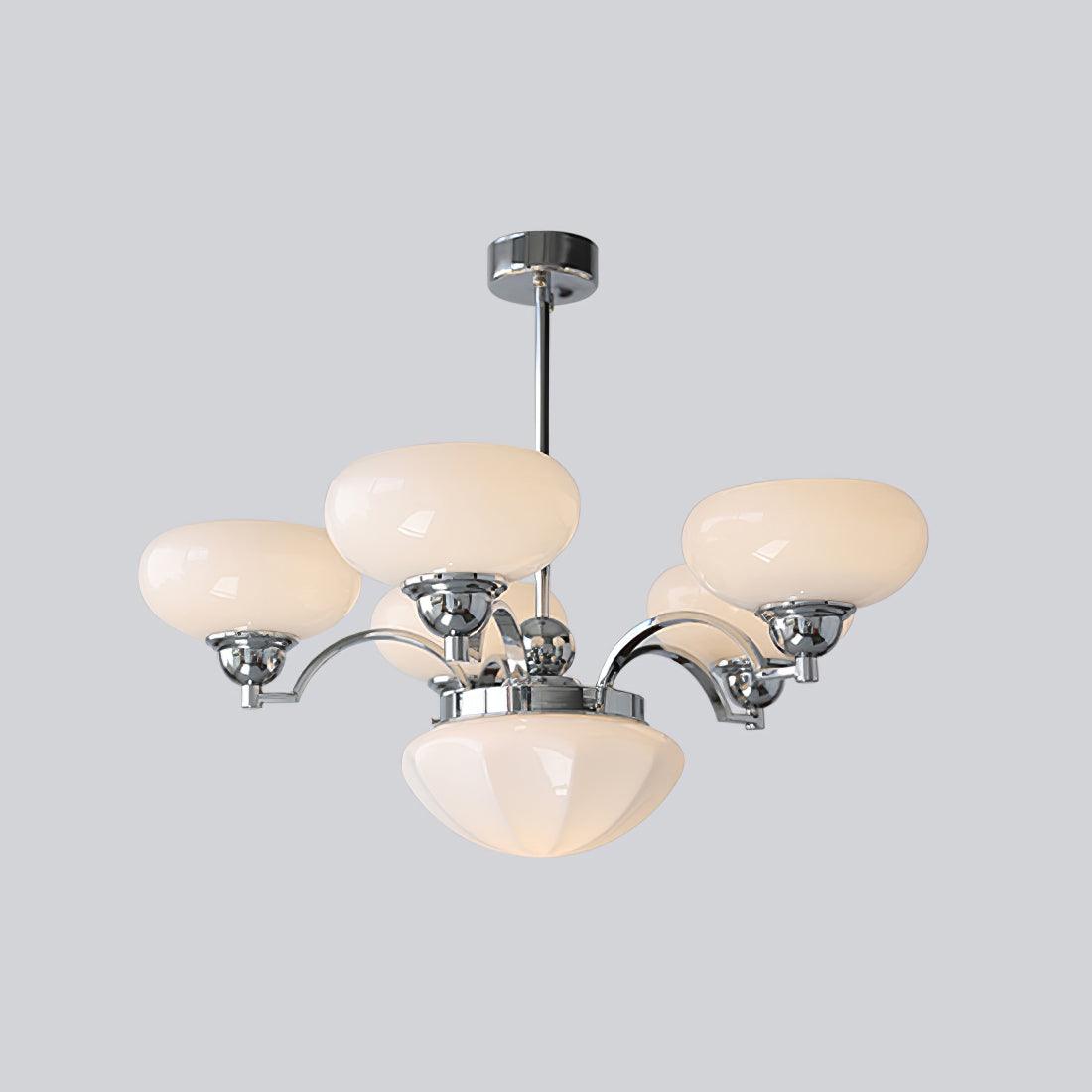 Veliniel Chandelier Warre Satin Nickel Glass Iron