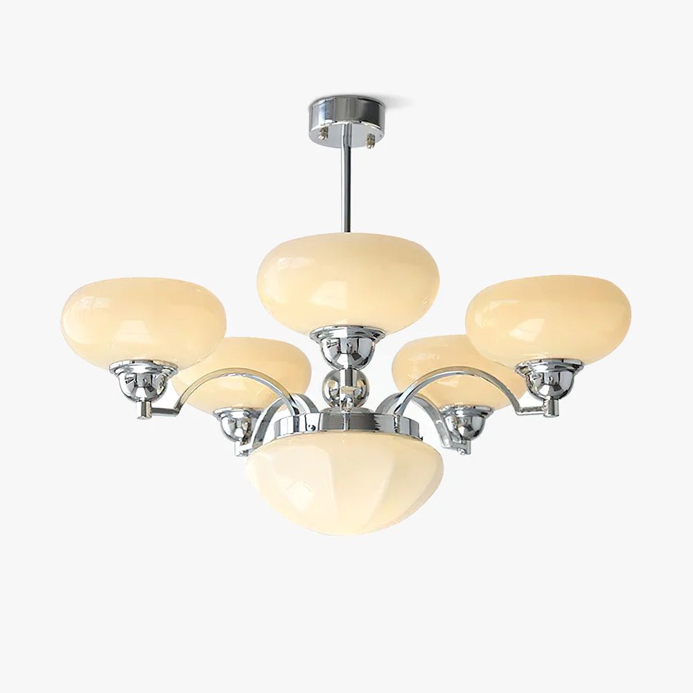 Veliniel Chandelier Warre Satin Nickel Glass Iron