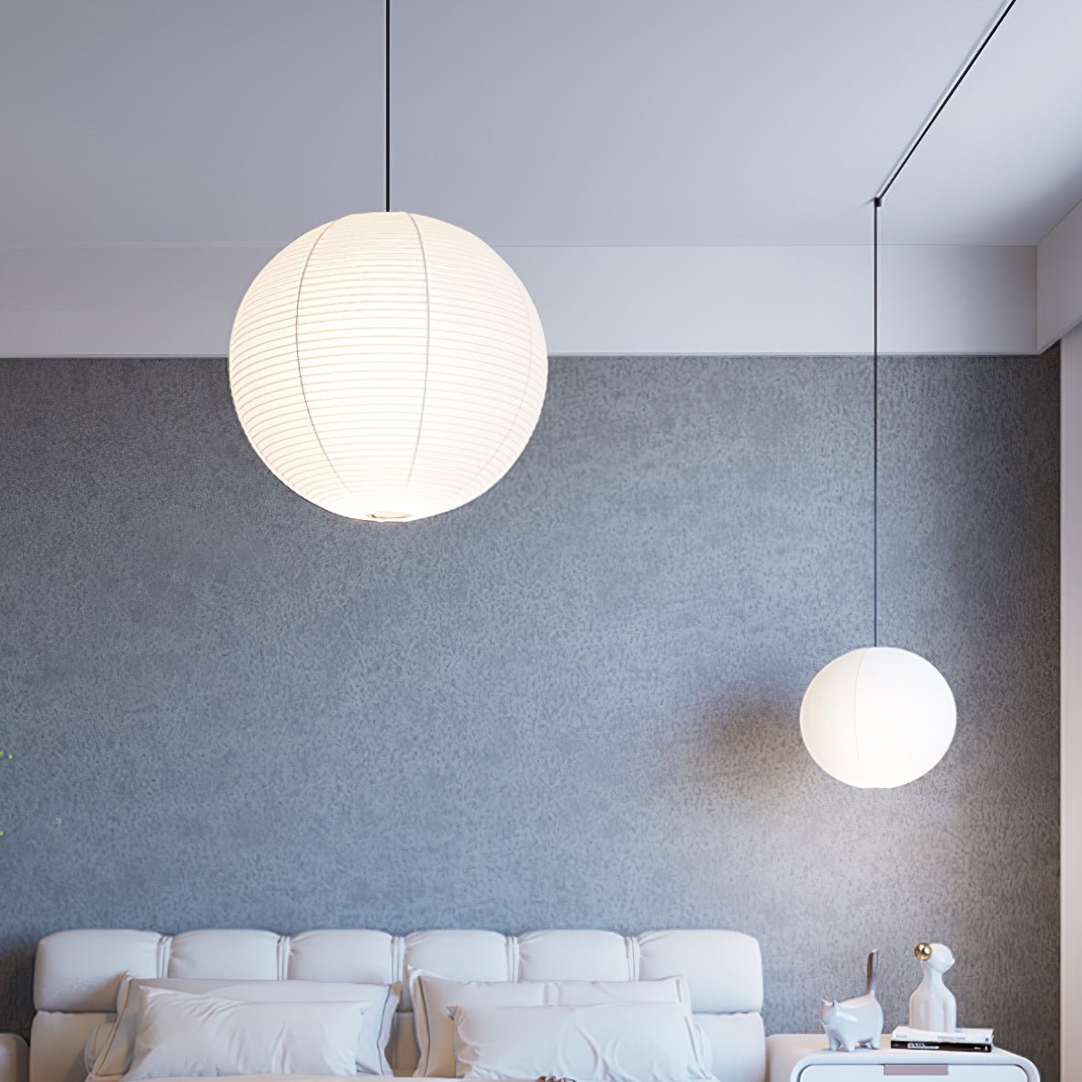 Beauwell Paper Globe White Plug Wire Pendant Light