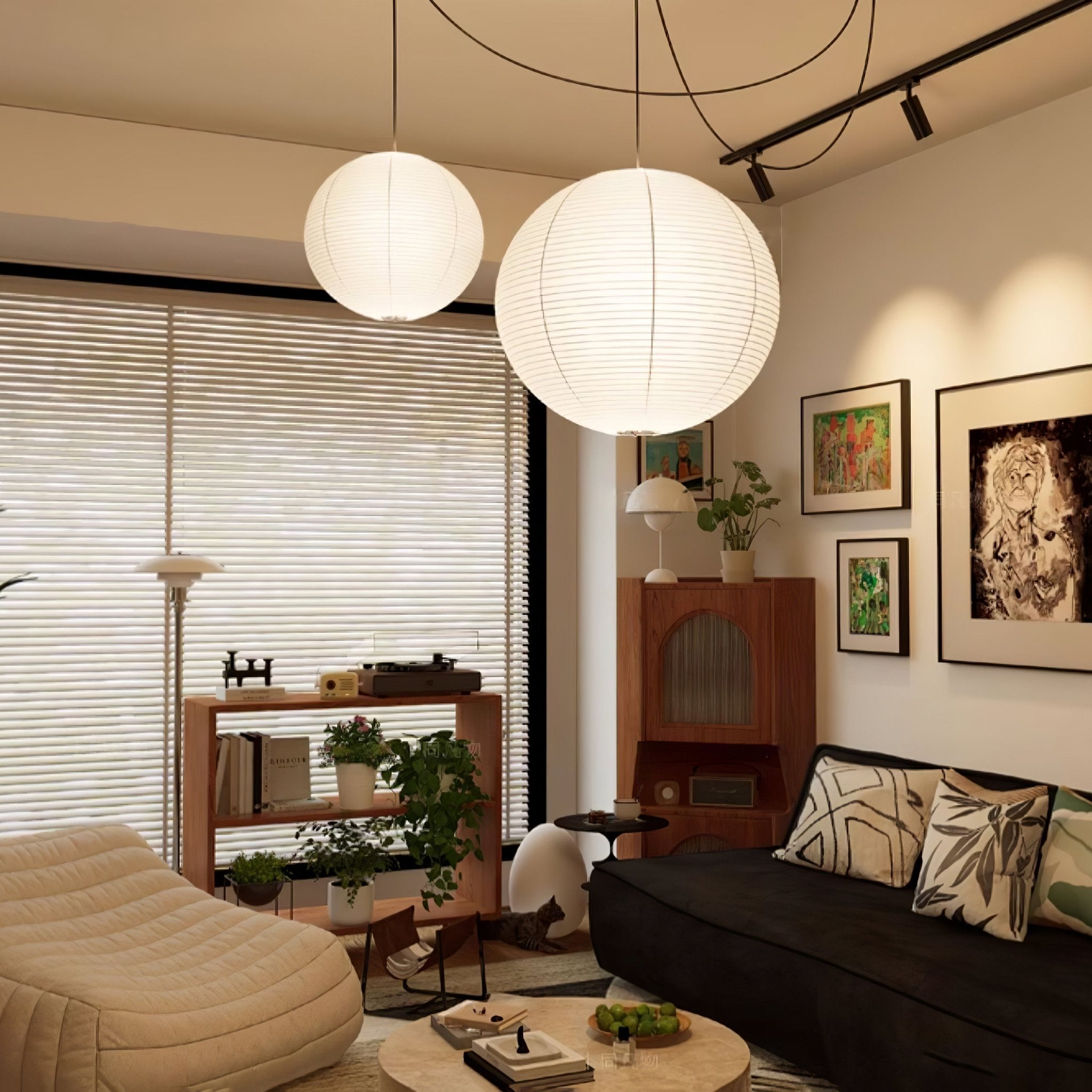 Beauwell Paper Globe White Plug Wire Pendant Light
