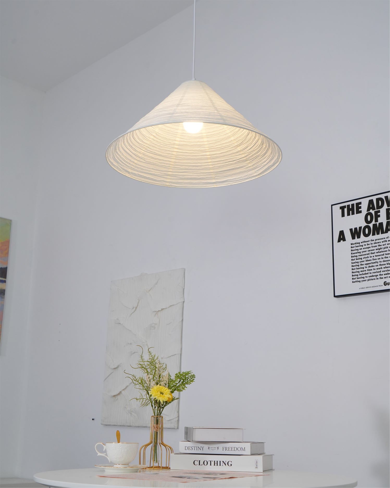 Conic Paper Pyramid Pendant Lamp