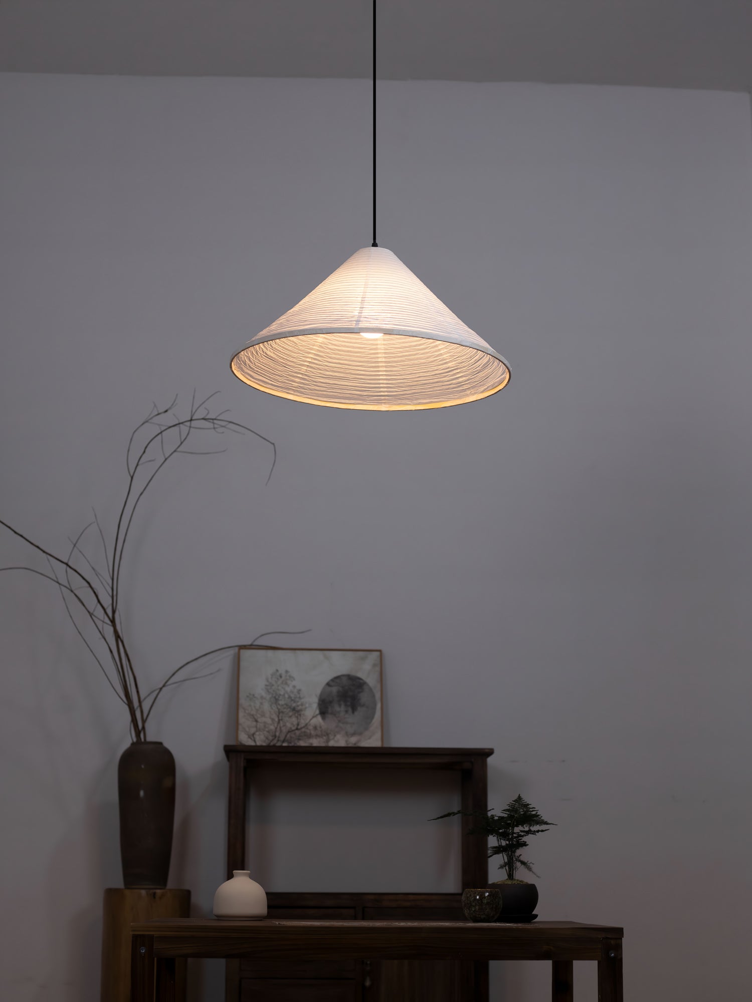 Conic Paper Pyramid Pendant Lamp