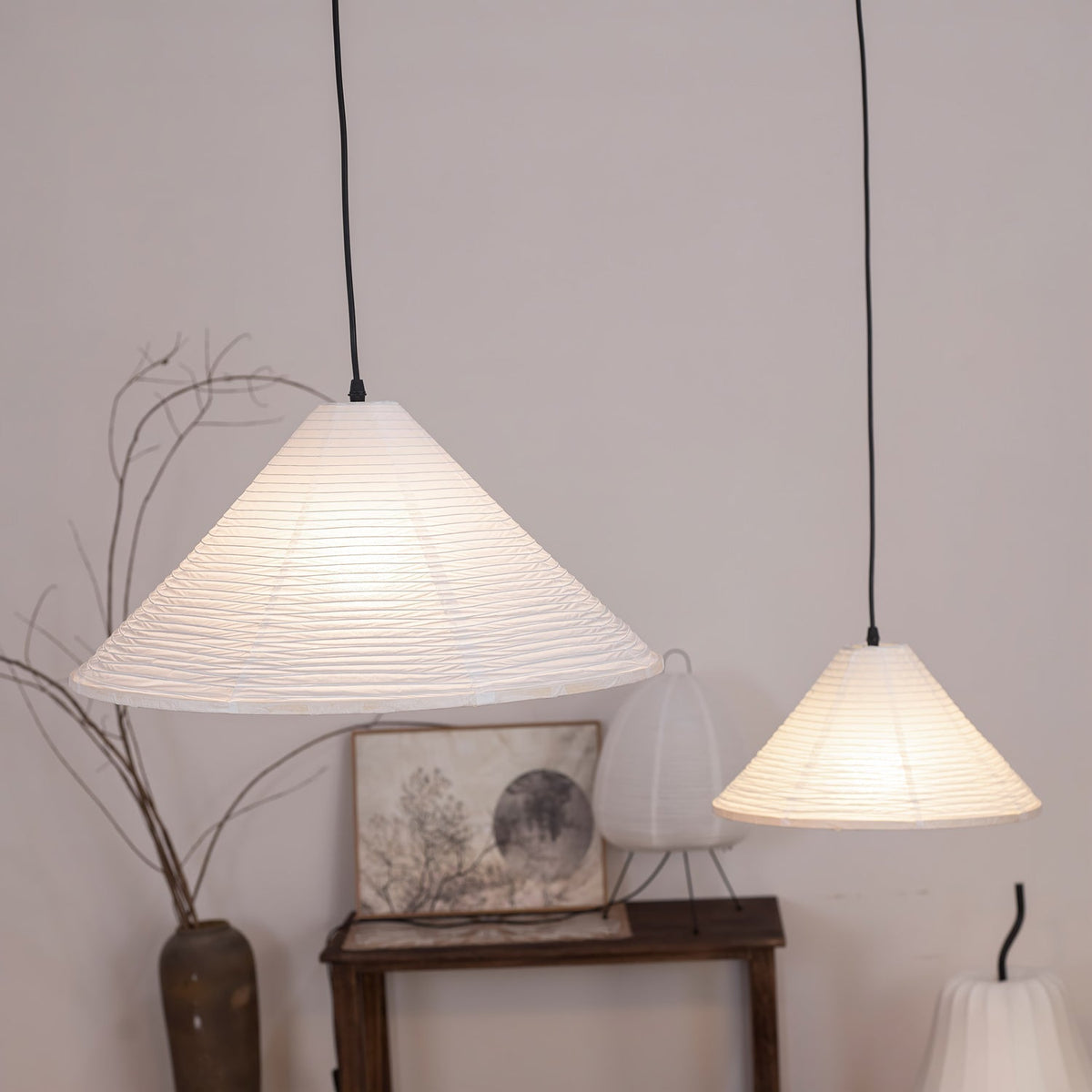 Conic Paper Pyramid Pendant Lamp