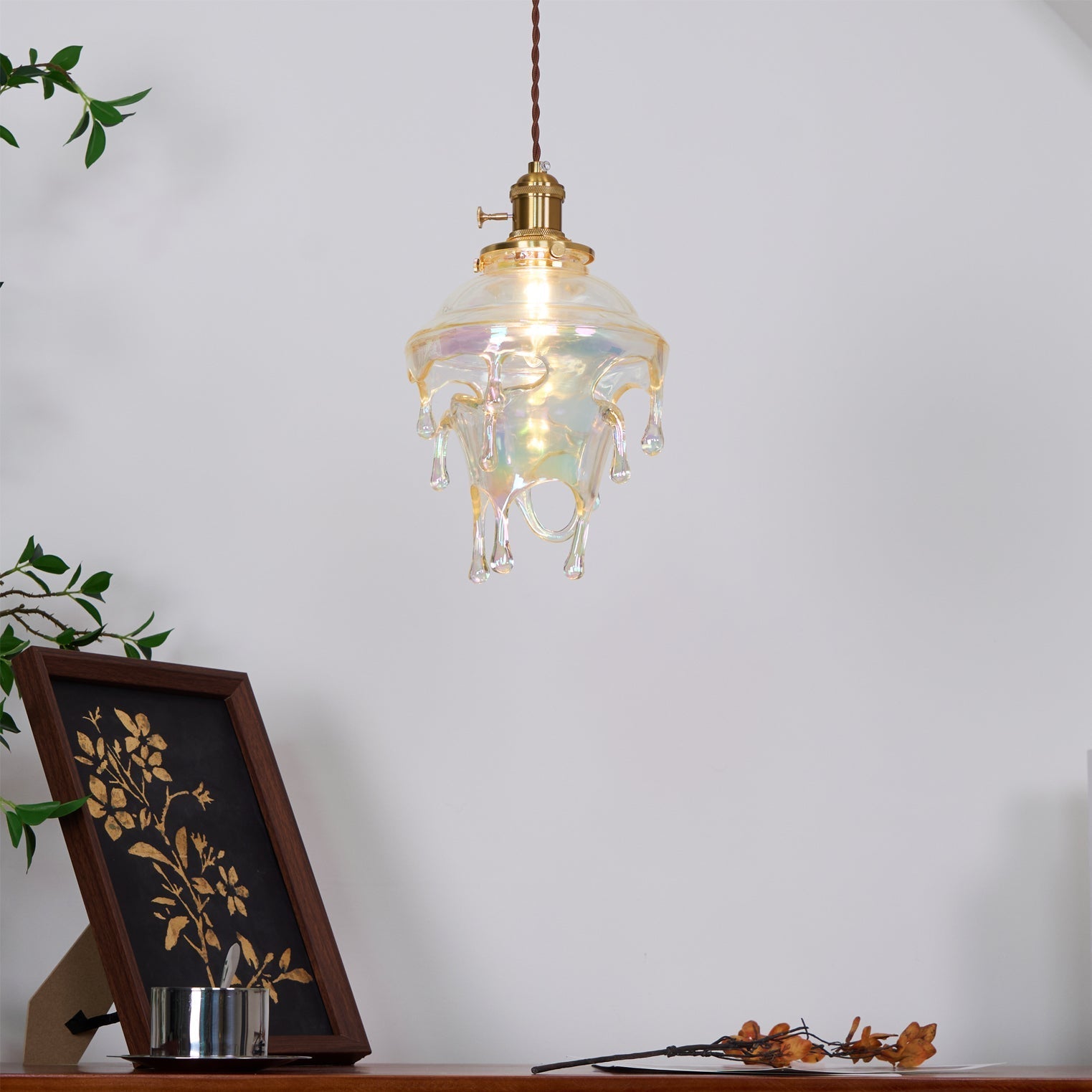 Pendant Lamp Iridescent Water Drop Shade Artistic Glow - Neutral Decor