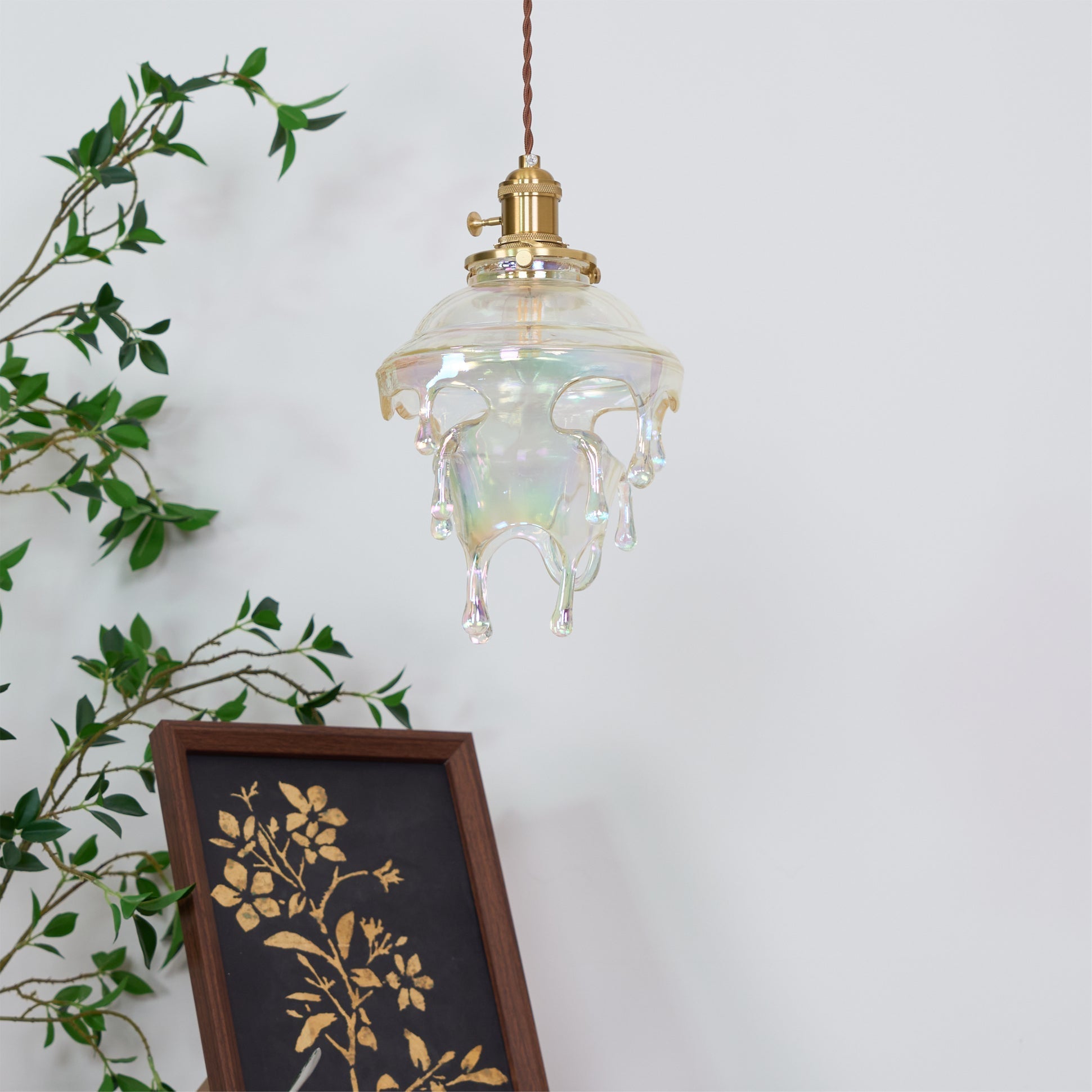 Pendant Lamp Iridescent Water Drop Shade Artistic Glow - Neutral Decor
