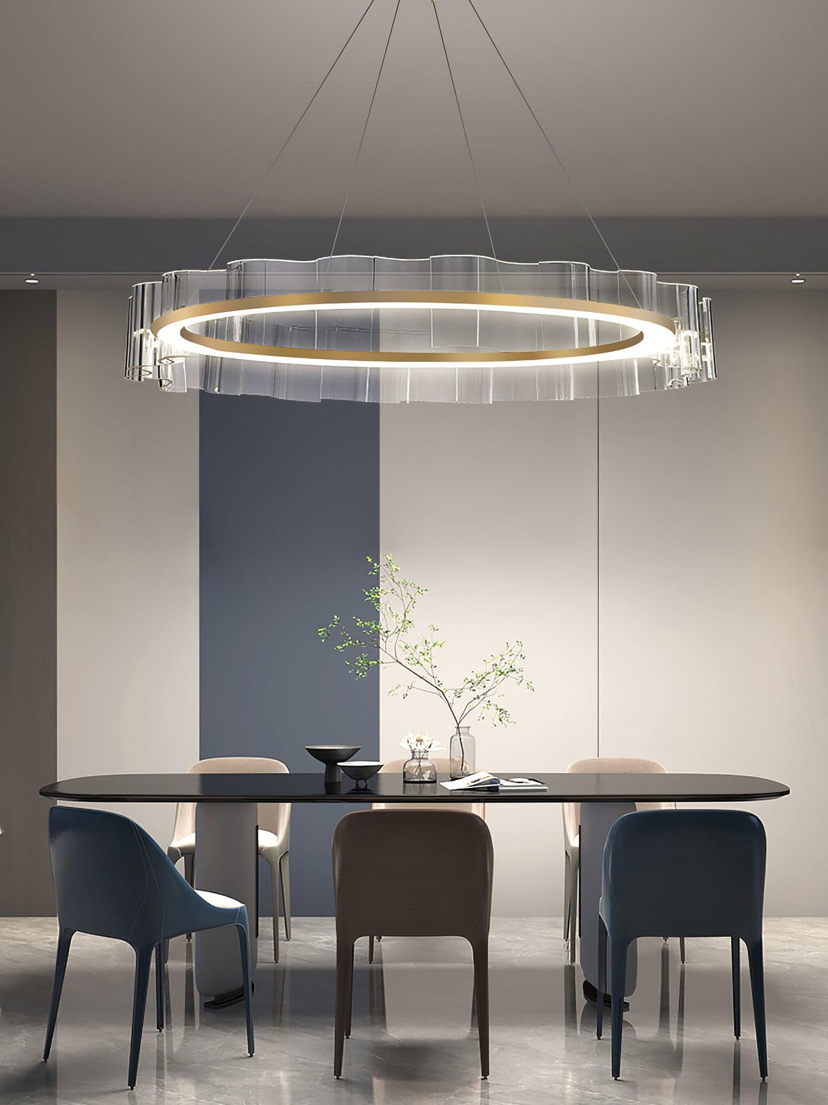 Acoustic Postmodern Luxury Water Wave Glass Chandelier